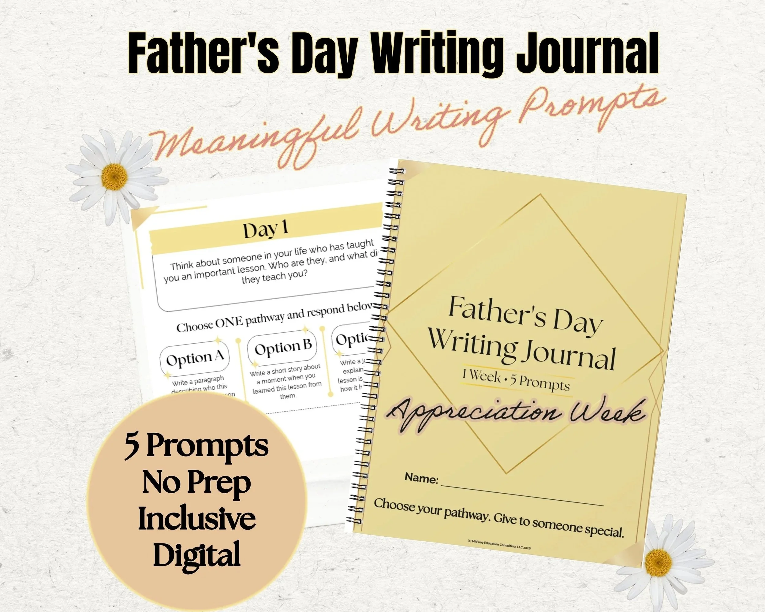 Father’s Day Writing Journal | Printable Writing Prompts for Kids | Middle School ELA Activity | No Prep Digital Download