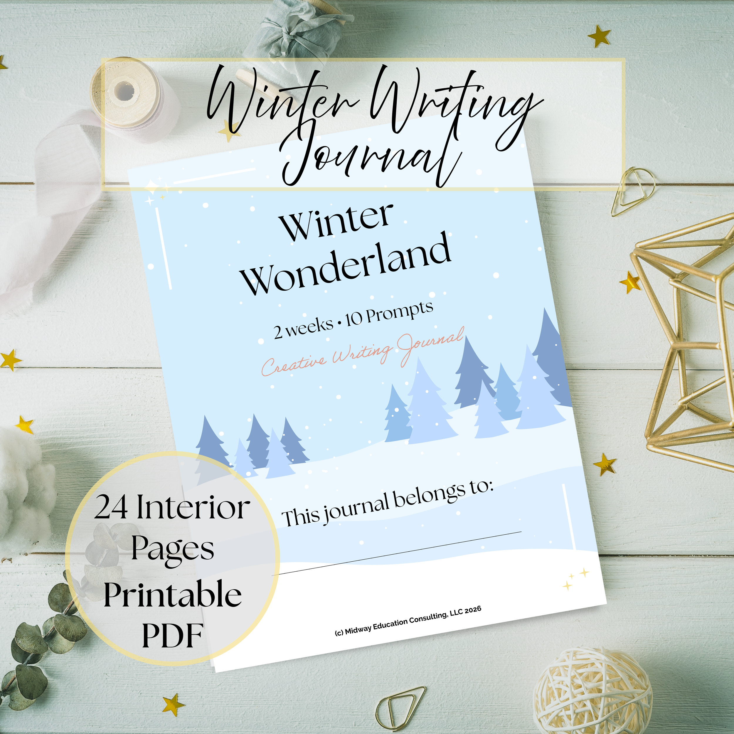 Winter Wonderland Creative Writing Journal | Printable PDF | Middle School Grades 6–8