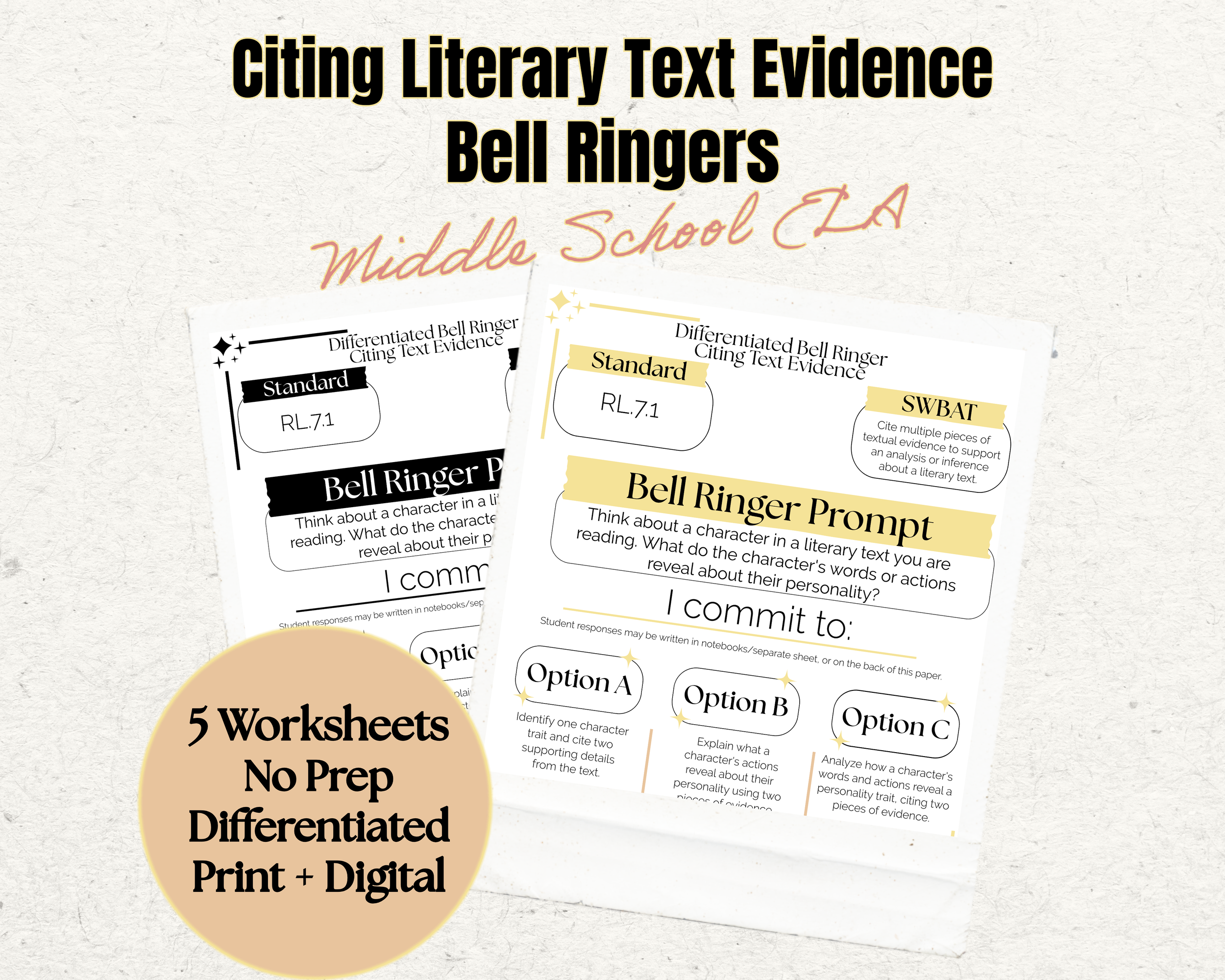 Text Evidence Worksheets | 7th Grade Reading Comprehension | Bell Ringers | No Prep Print & Digital