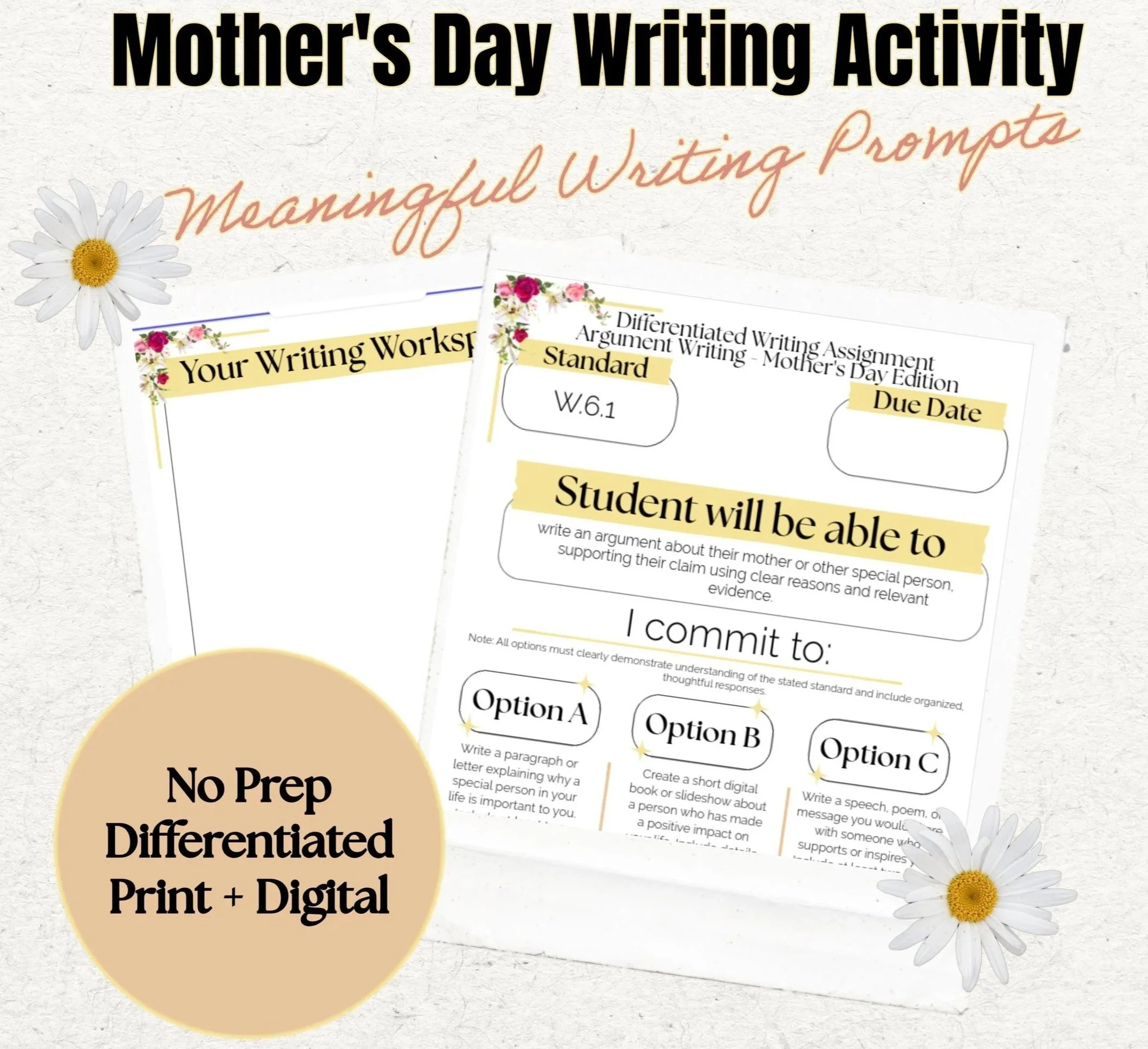 Mother’s Day Writing Activity | Argument Writing Prompt | Printable Worksheet for Kids | No Prep Digital Download