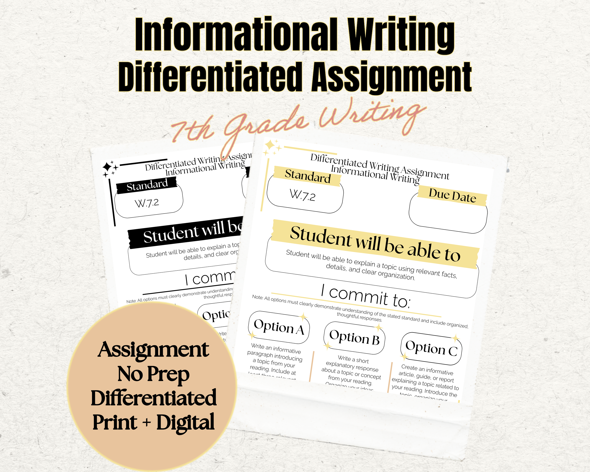 Informational Writing Assignment | W.7.2 | 7th Grade ELA | Student Choice Activity | No Prep Print & Digital