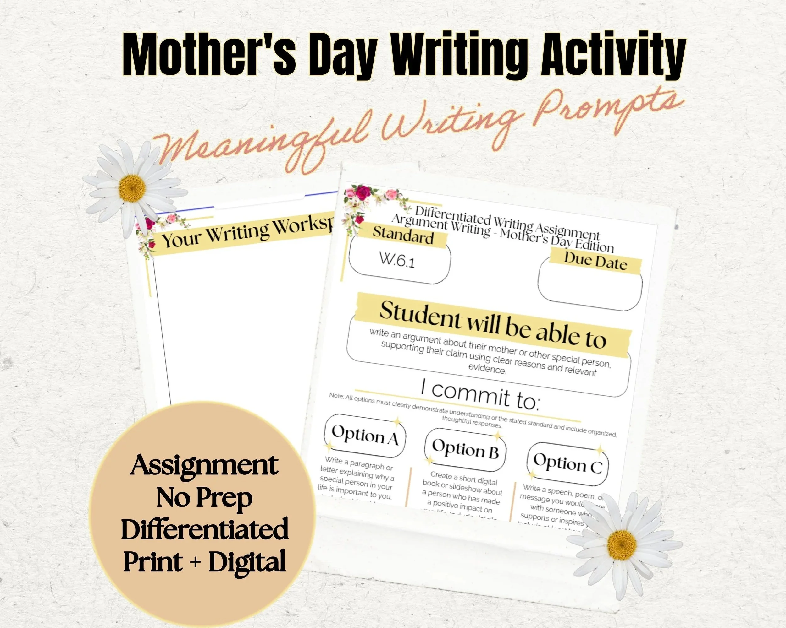 Mother’s Day Writing Activity | Argument Writing Prompt | Printable Worksheet for Kids | No Prep Digital Download