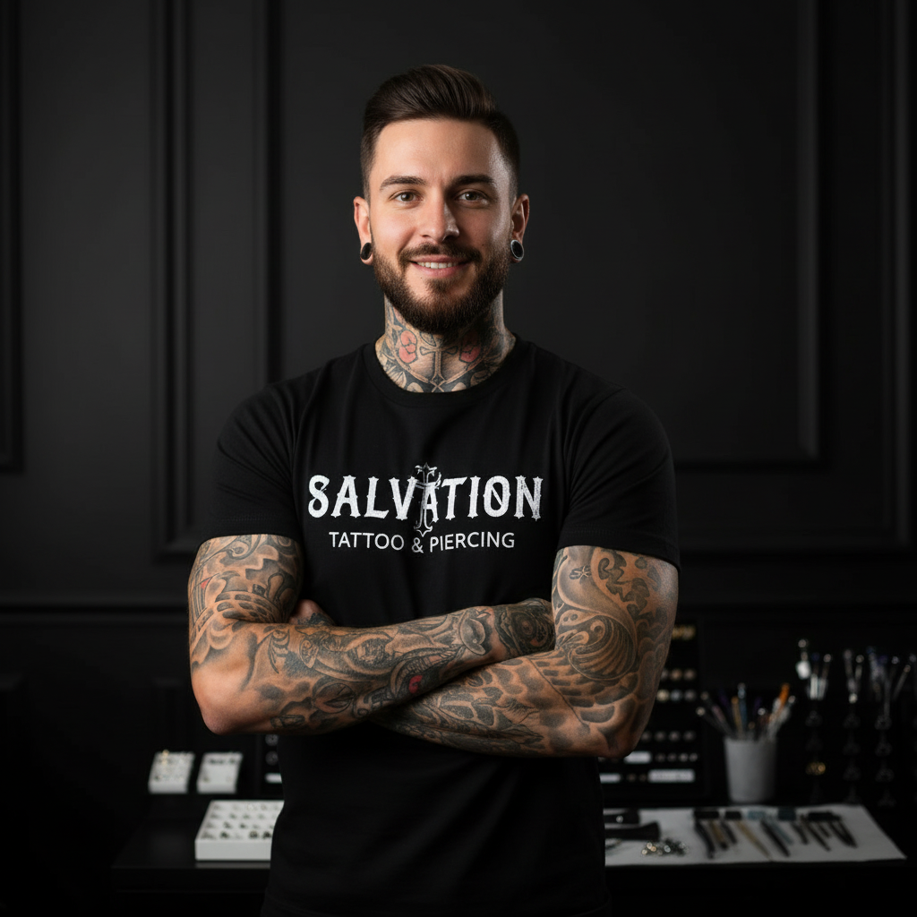 Professional tattoo and body piercing specialist at Salvation Tattoo Lounge, representing expert piercers across South Florida locations