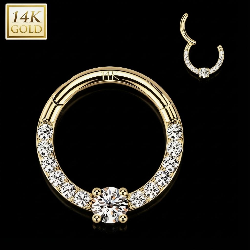 Gold clicker ring jewelry for ear piercing in Chapel Hill NC