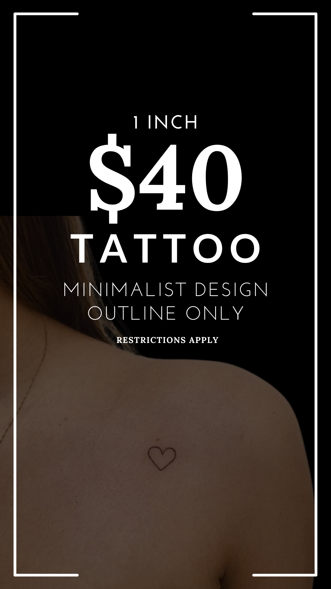 $40 one-inch minimalist outline tattoo promotion for small simple tattoo designs