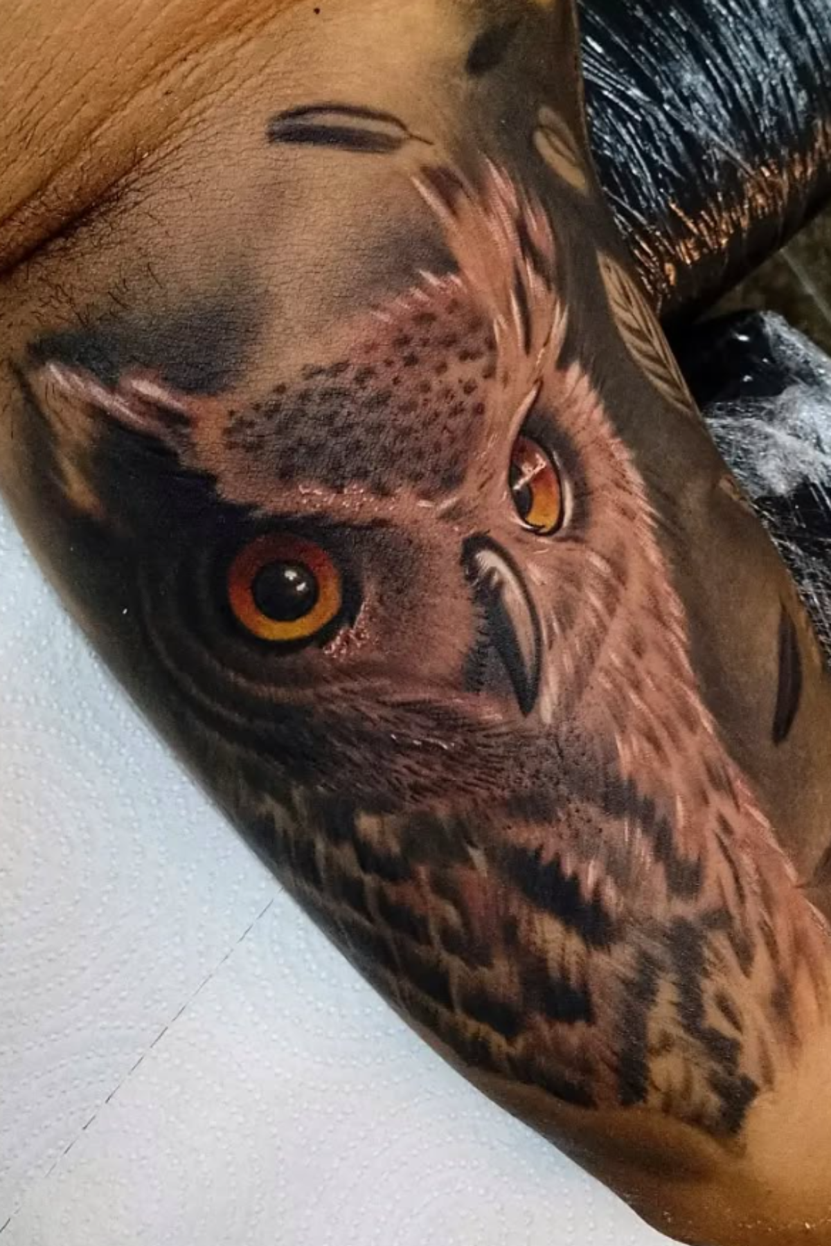 Detailed owl tattoo by Alfonso