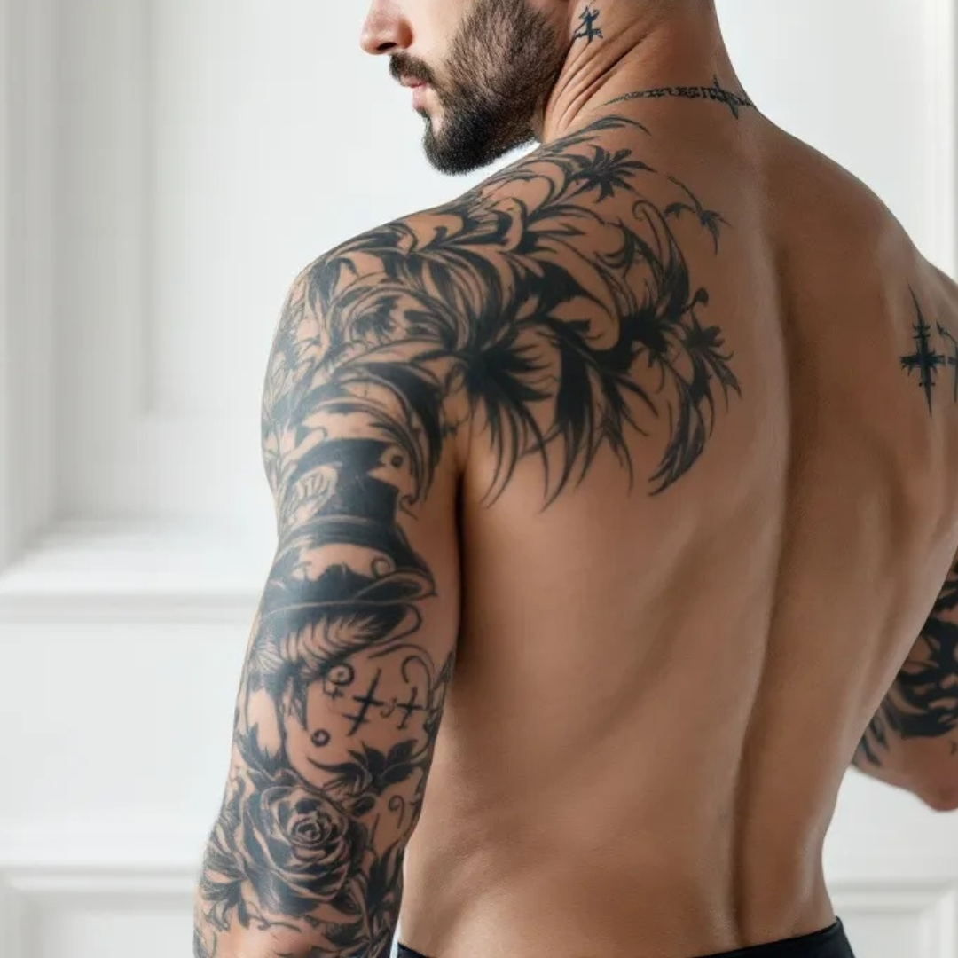 Realistic black and gray shoulder tattoo done at Salvation Beauty Ink in Pembroke Pines, Florida