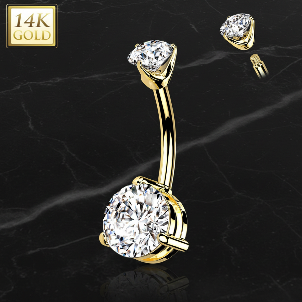 Luxury diamond belly button ring crafted in 14k gold with high-clarity stones