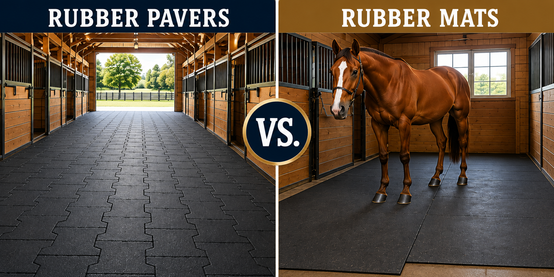 Rubber Pavers vs. Rubber Mats for Horse Barns: Which Is the Right Choice?