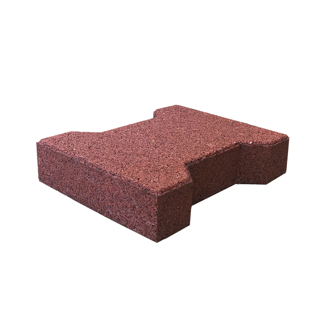 A single 1-5/8" red interlocking rubber paver
