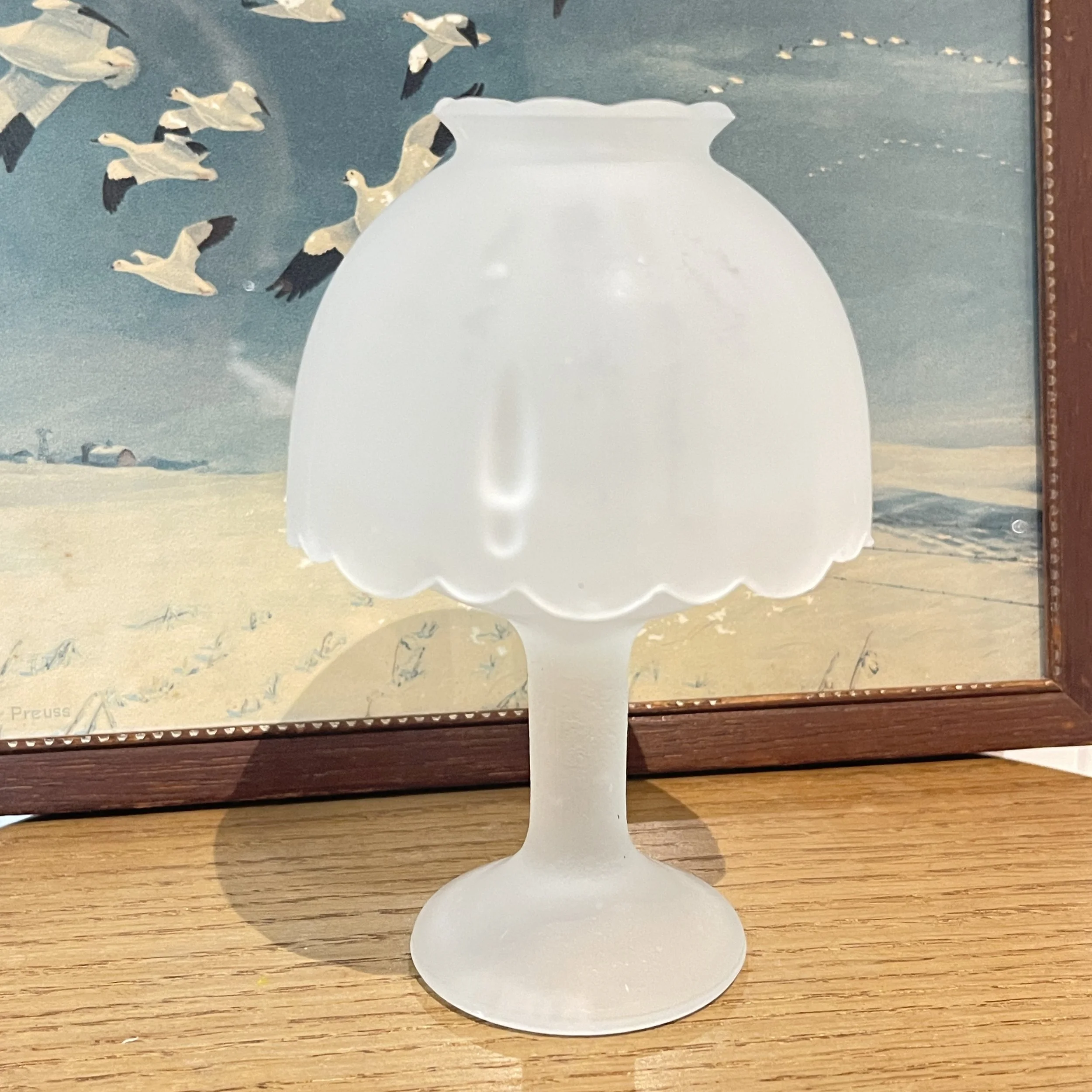 White Satin Glass Fairy Lamp