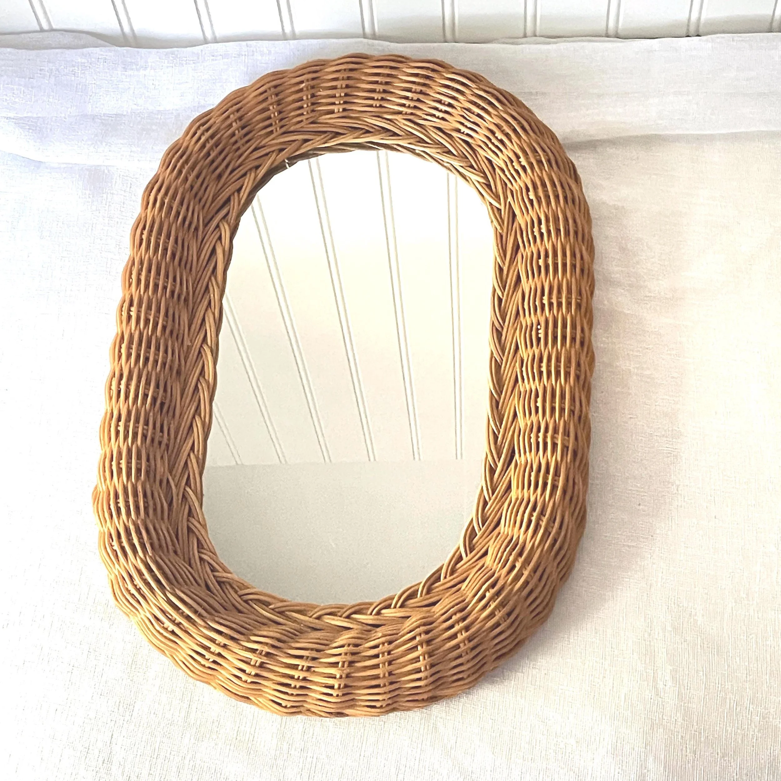 Natural Wicker Oval Wall Mirror