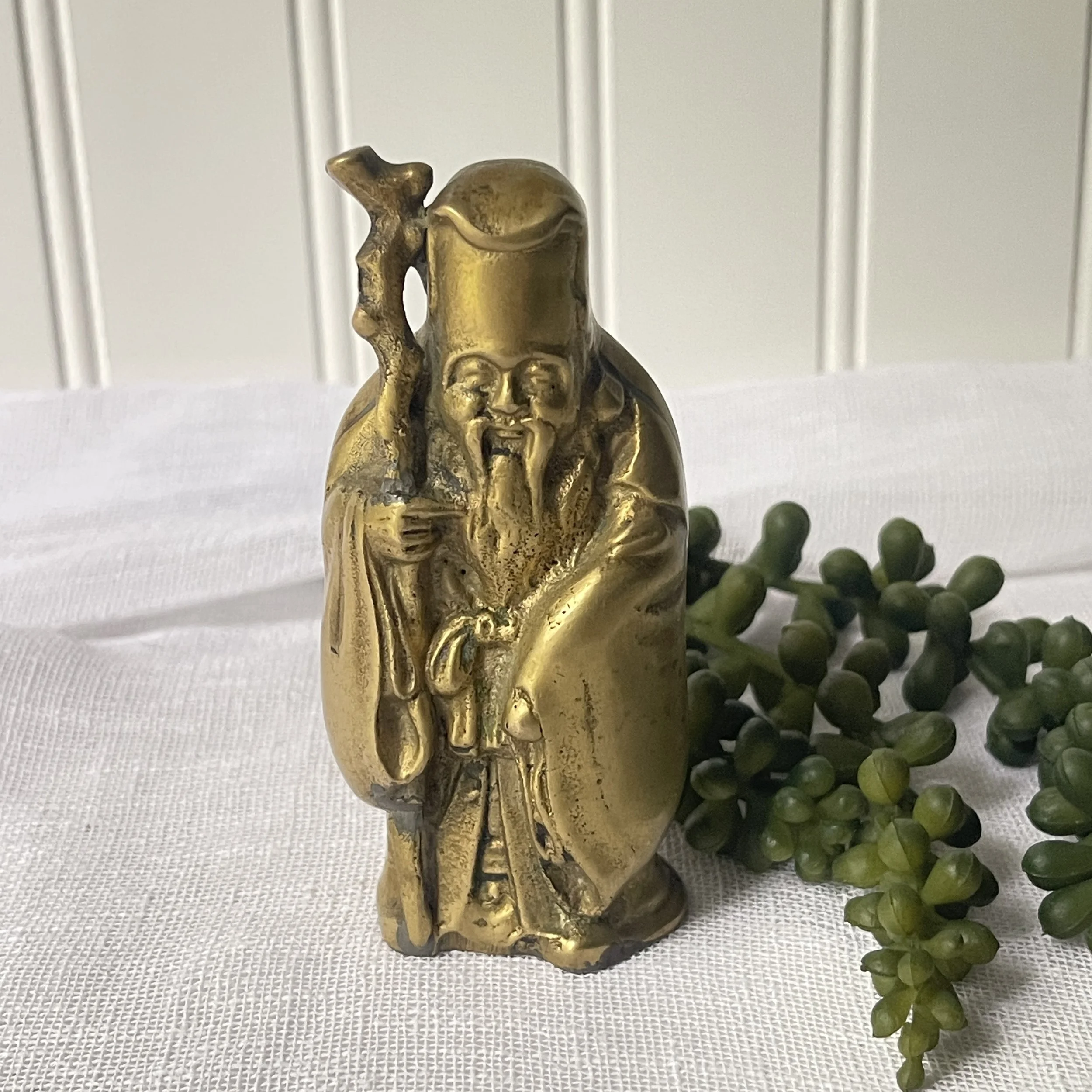 Vintage Brass Shou Xin Gong Statue