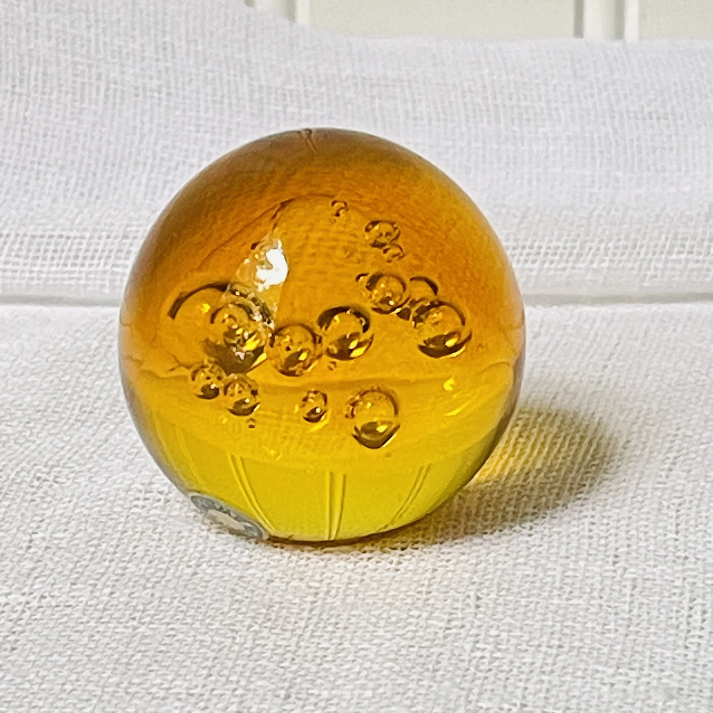 Murano Style Amber Glass Bubble Paperweight
