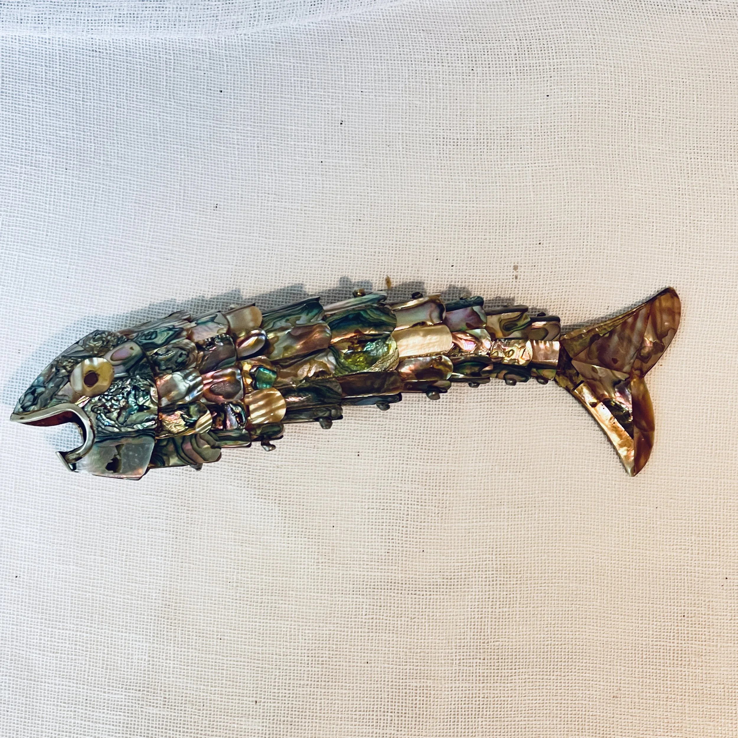 Abalone Shell Articulated Fish Bottle Opener
