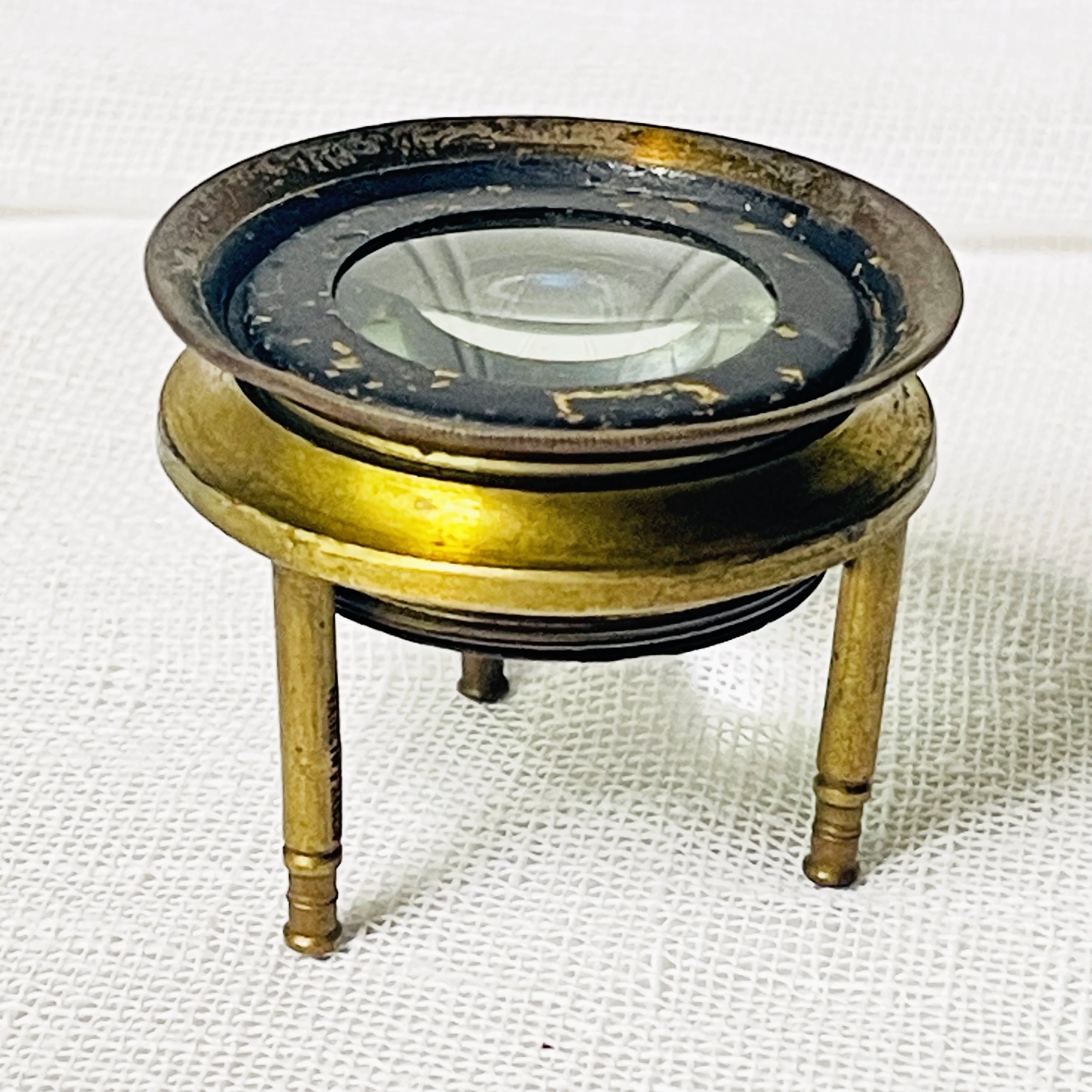 Vintage Brass Tripod Optical Map Magnifier