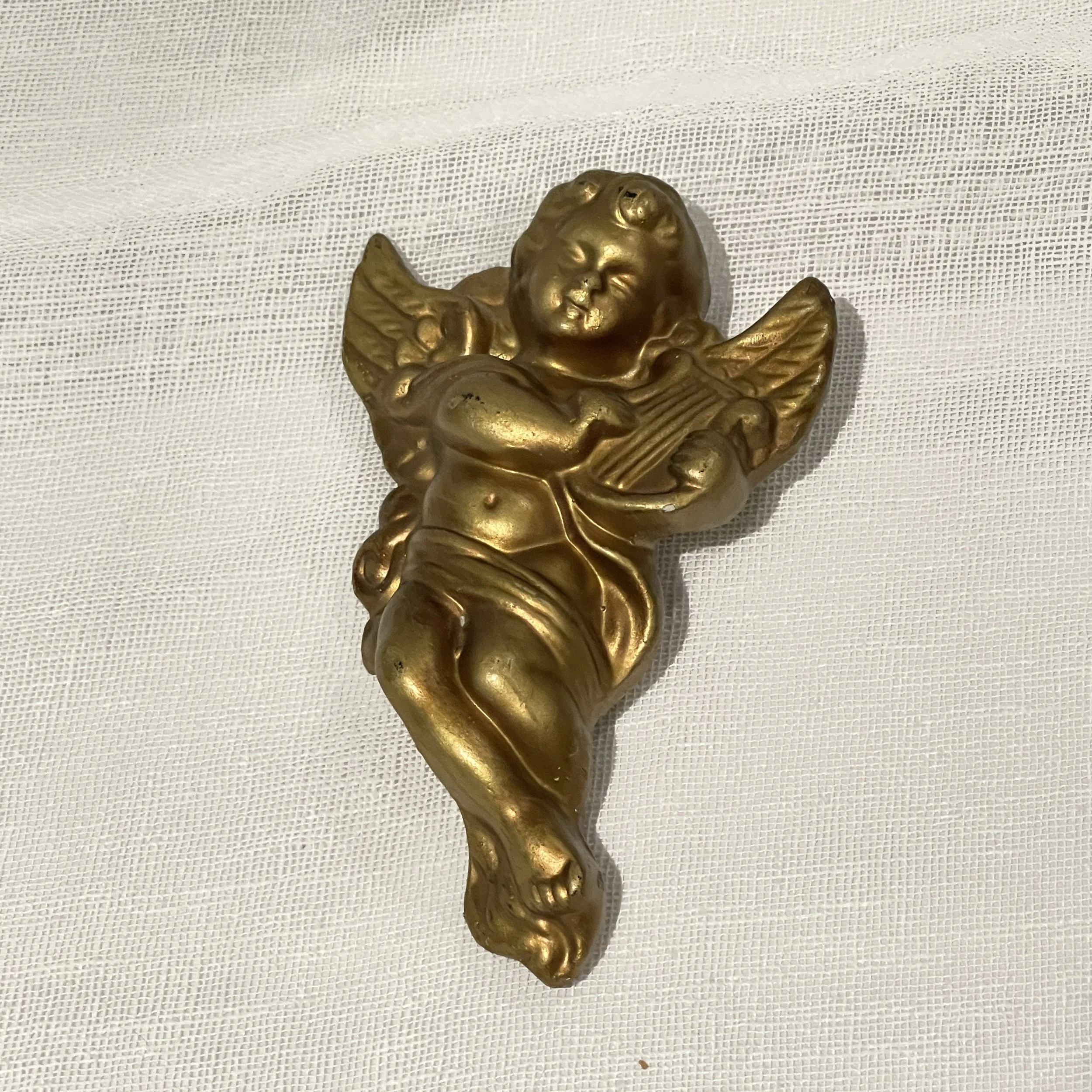 Gold Ceramic Cherub Wall Hanging