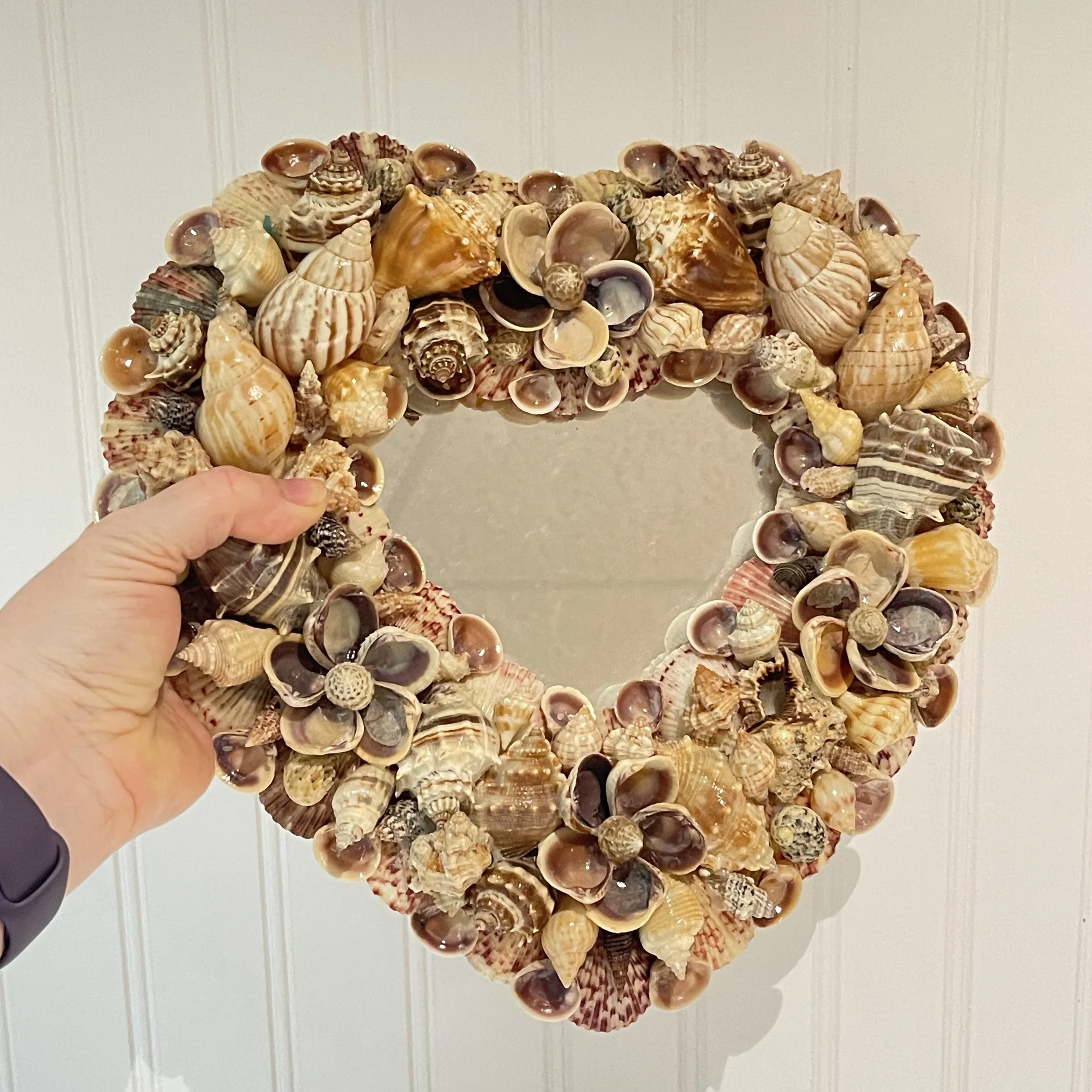 Vintage Heart-Shaped Sea Shell Mirror
