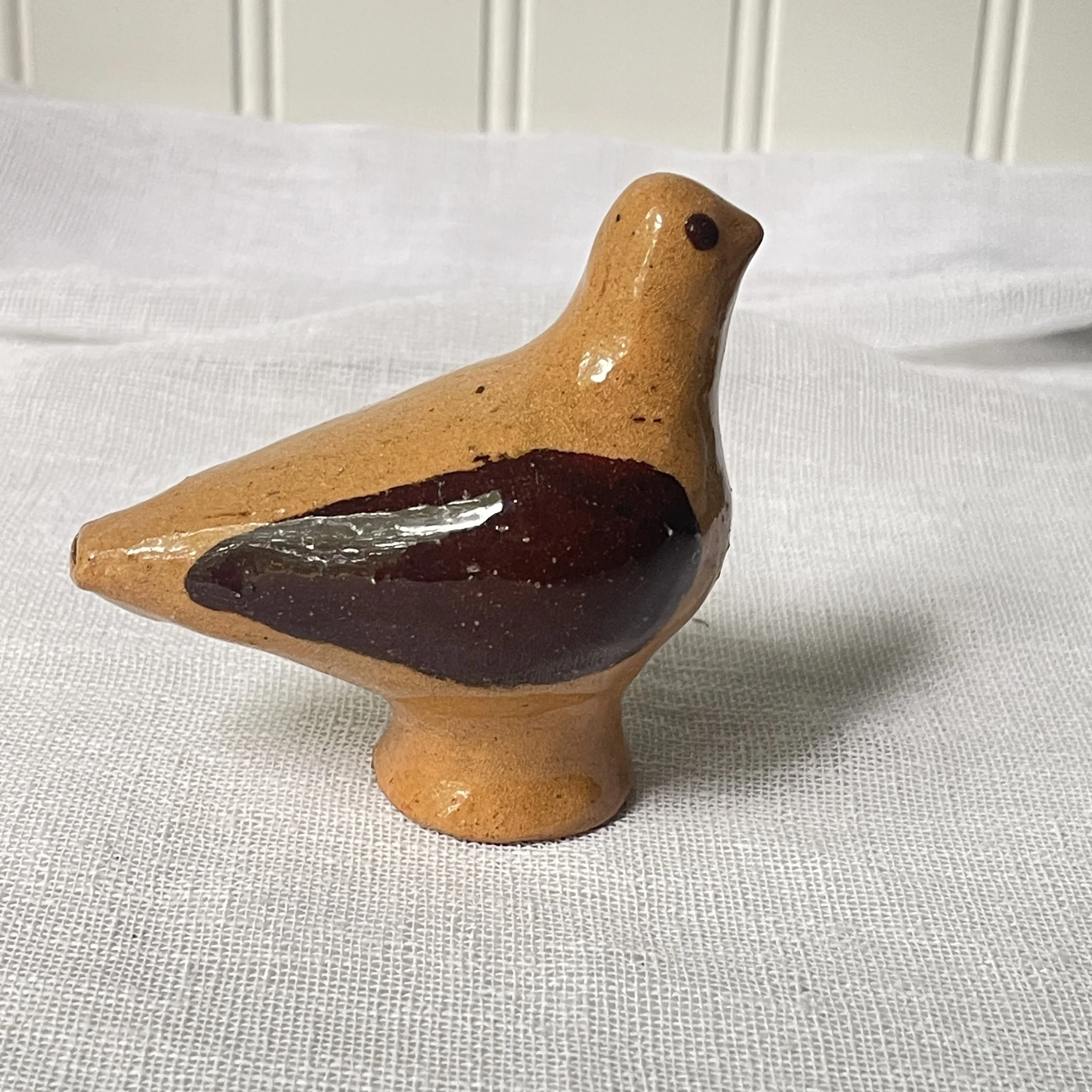 Vintage Handmade Folk Art Pottery Bird Whistle Decor