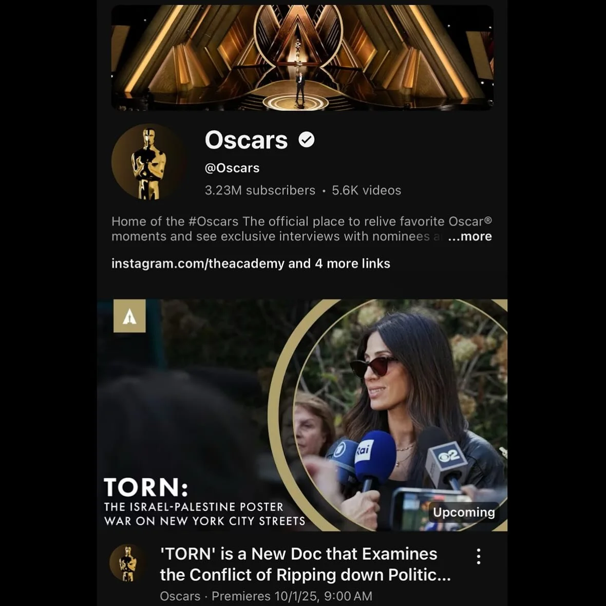 In two days the @theacademy channel will feature a conversation with us about TORN. Honored (and a little surreal) to have this platform.