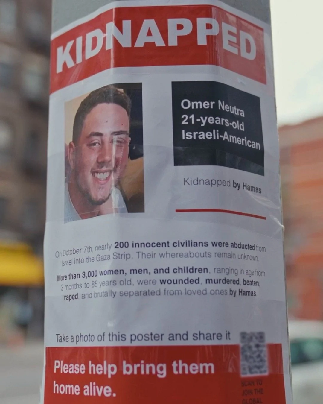 After 758 days, Omer Neutra ז״ל is finally home. Murdered by Hamas on October 7, 2023 - his body taken, and today, returned. Julia, Omer&rsquo;s childhood friend, shared what it was like to see his poster on New York City streets: &ldquo;I was so gra