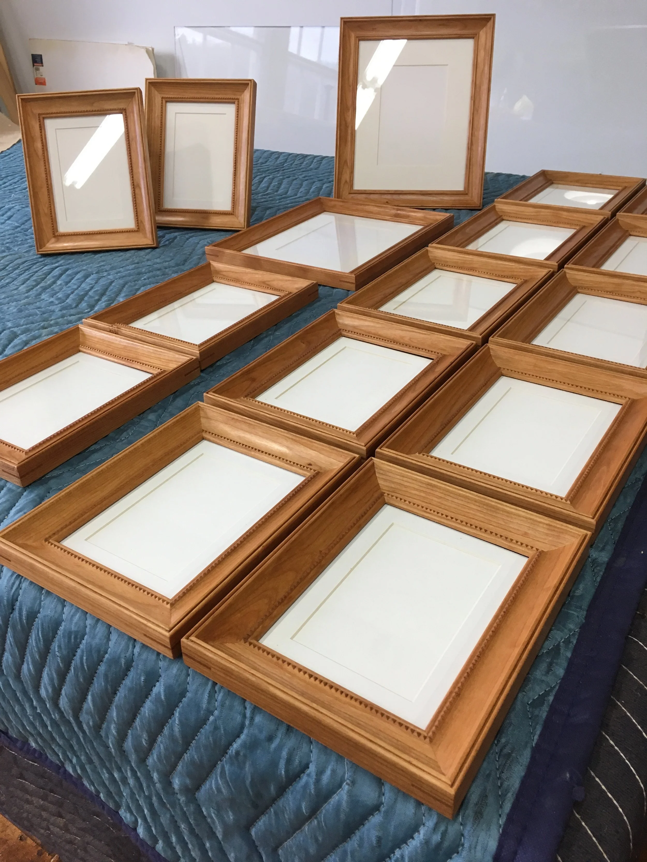 Carved picture frames in cherry at shackleton thomas