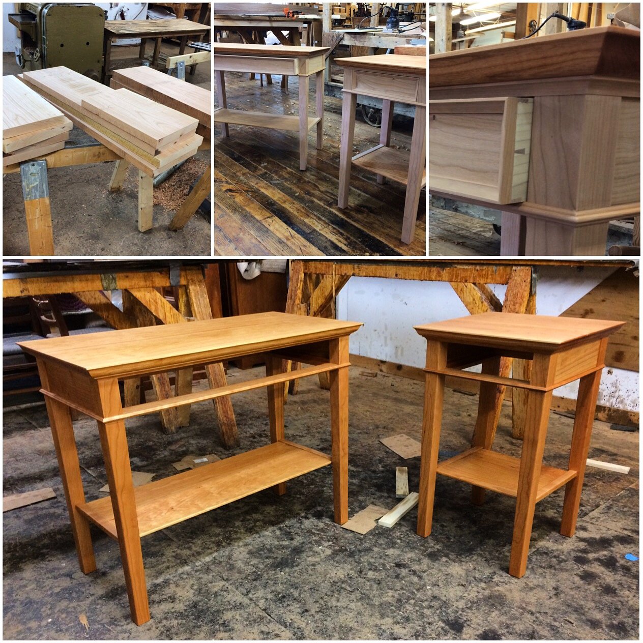 A set of bedside tables in cherry. Made at Shackleton Thomas by me.