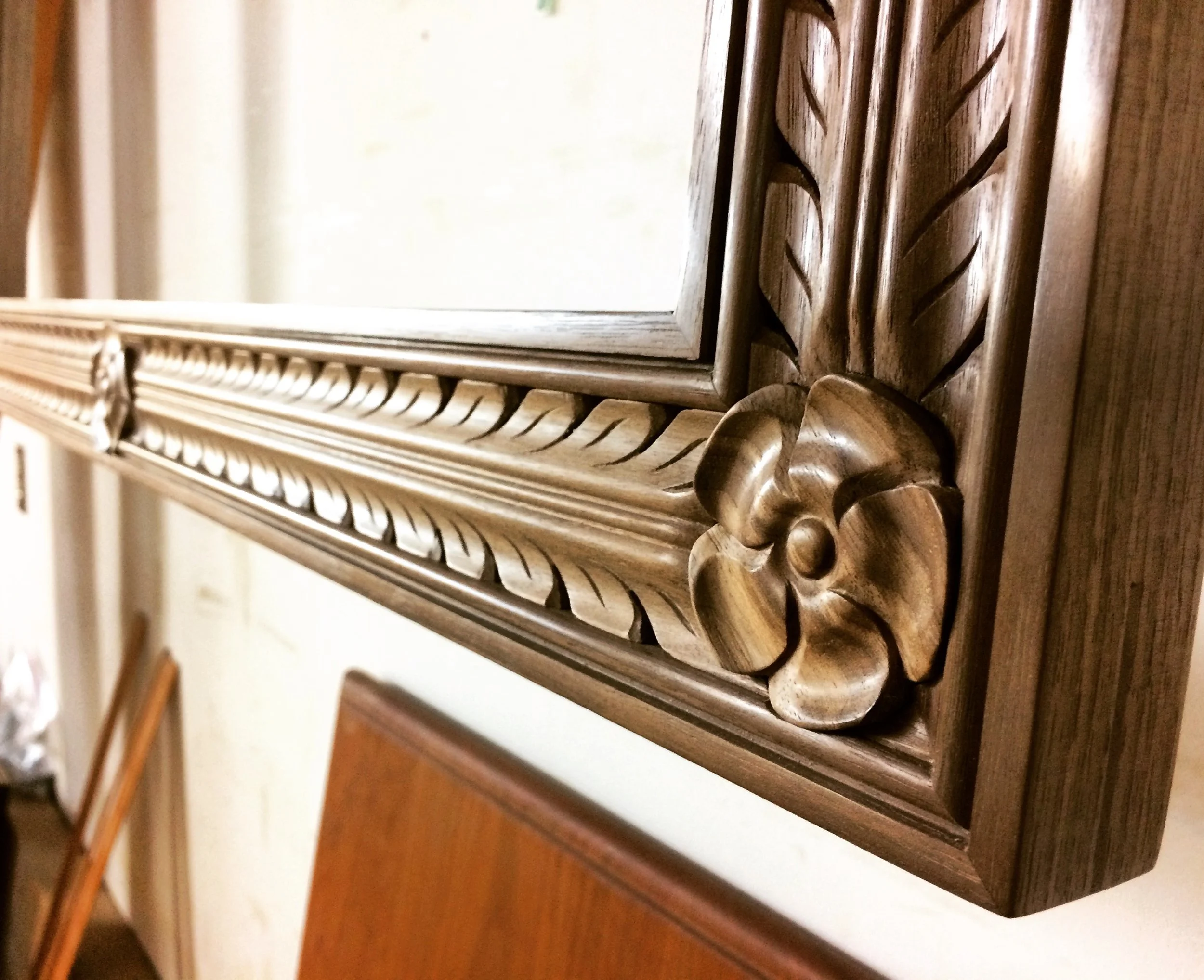 Juiliet's rectangulat mirror in black walnut for Shackleton Thomas