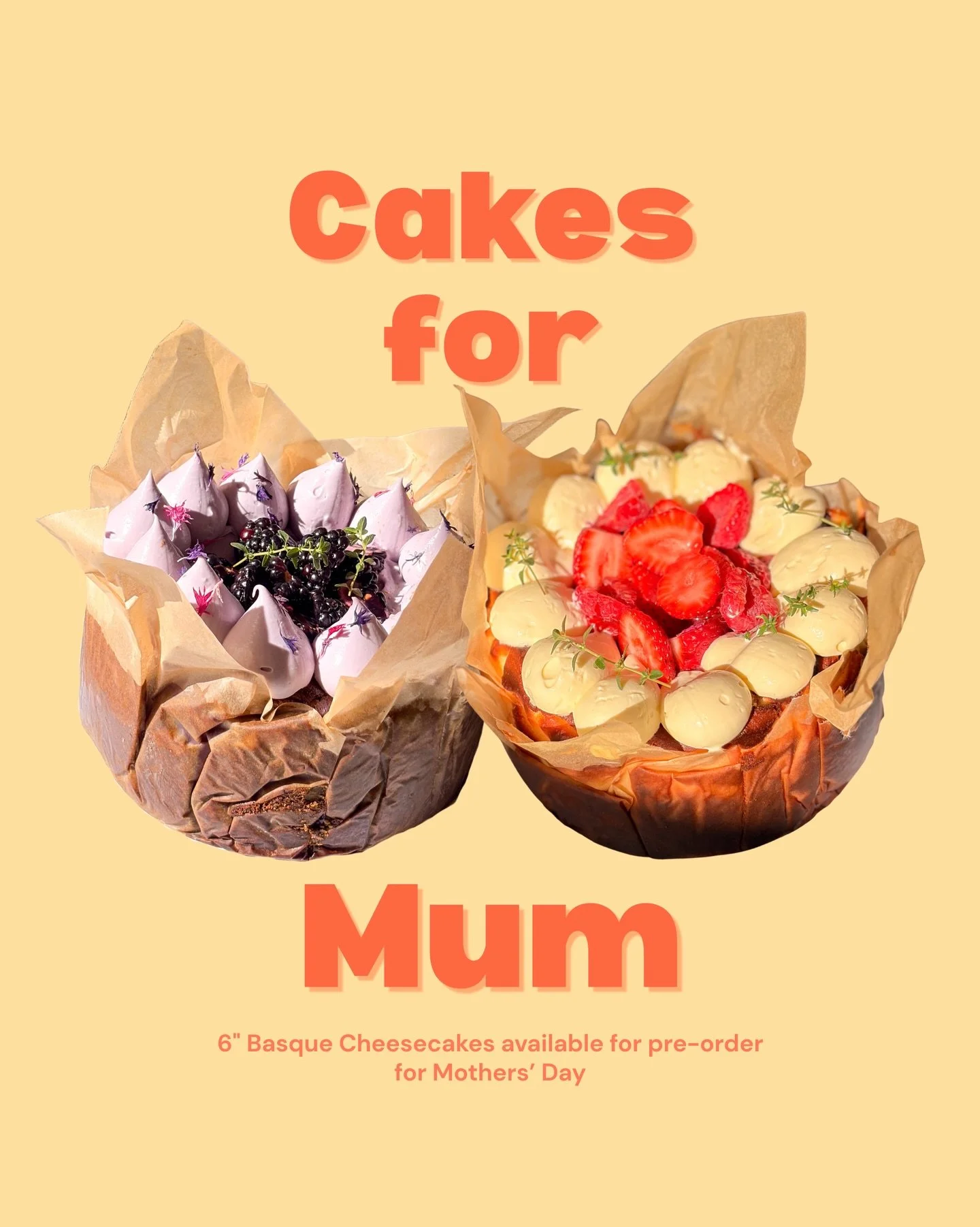 Looking for a special cake for Mum? 🧡

George&rsquo;s Deli is bringing you our sister cafe Dayo&rsquo;s crowd-favourite Basque cheesecakes!

&bull; Plain Basque Cheesecake 
&bull; Ube Basque Cheesecake 

6-inch &mdash; $70 

Limited bakes for 10 May