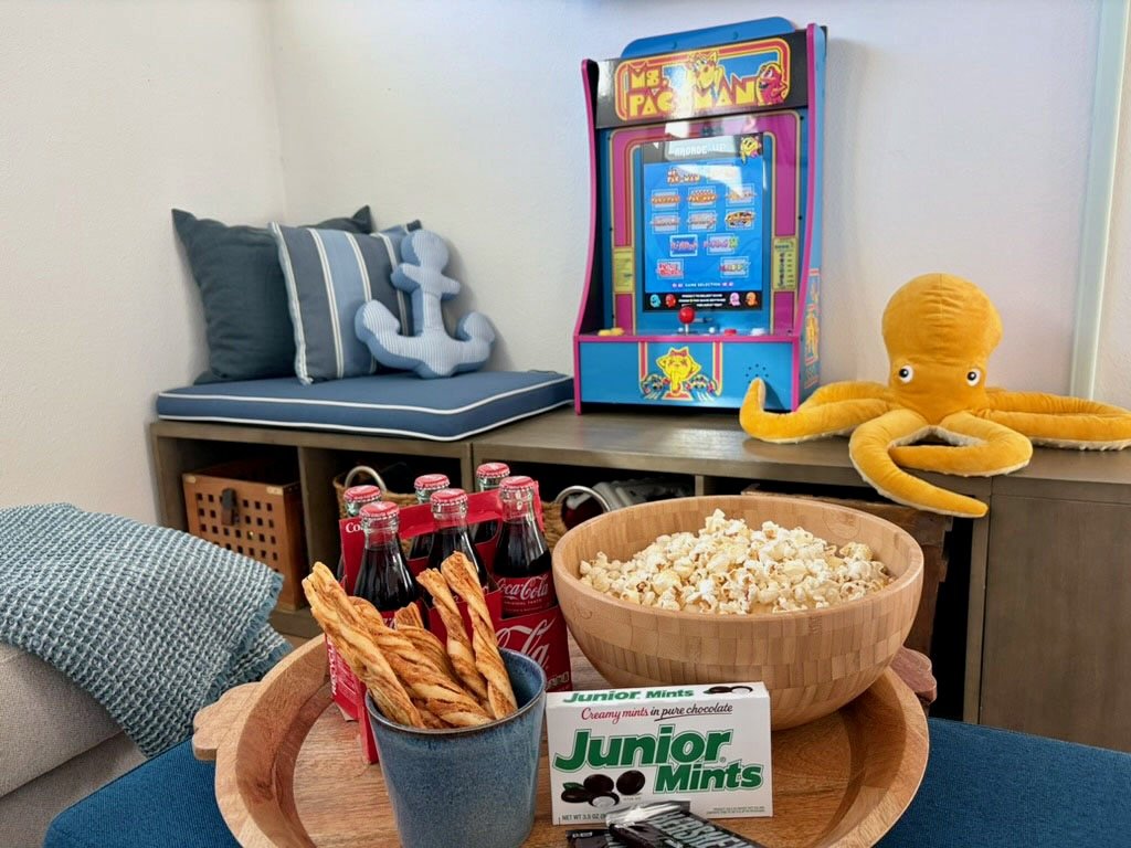The house is stocked with games, toys, and a Pac-Man arcade system for our youngest guests to enjoy—making everyone happy!