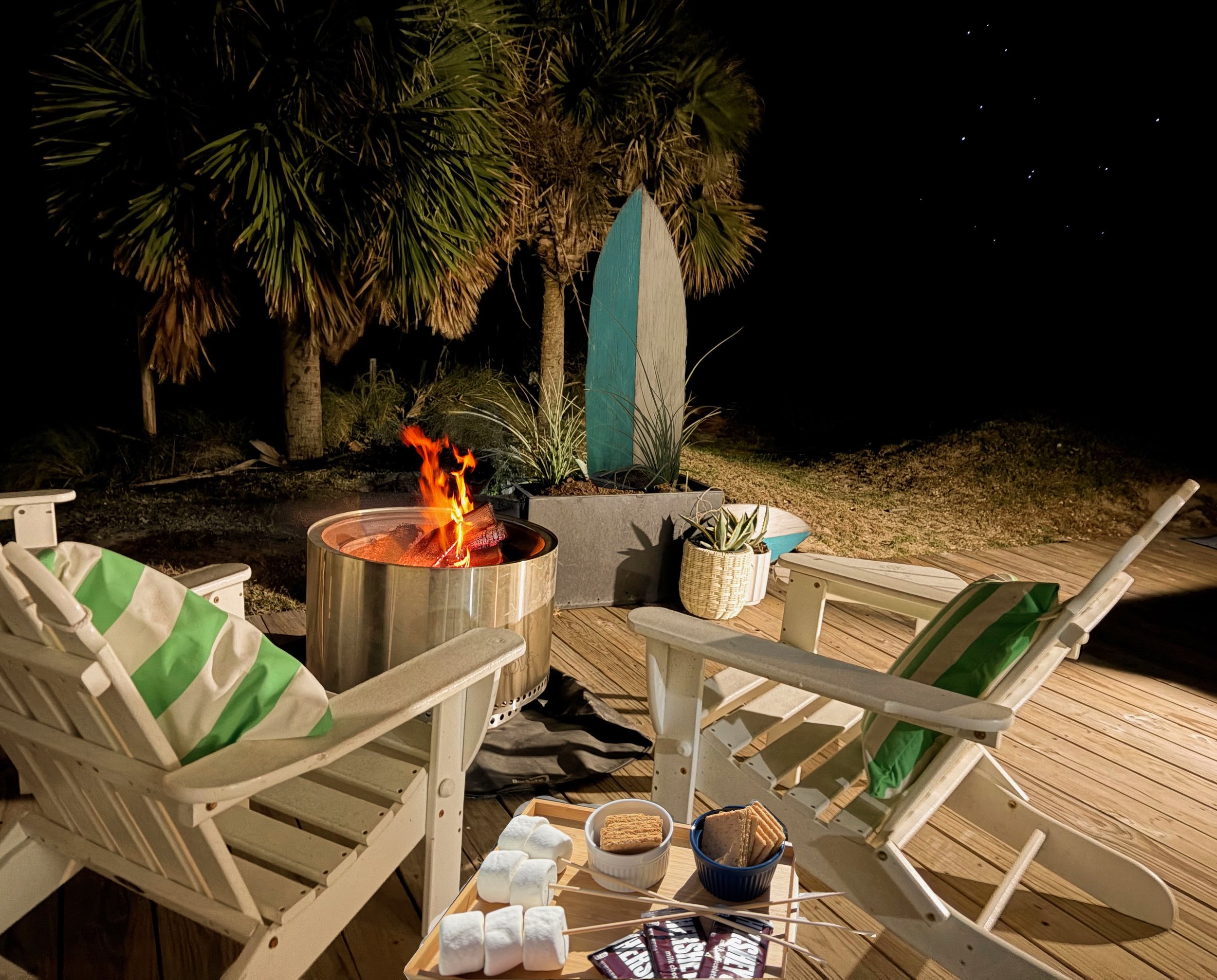 The stars are big and bright at The Surfing Cowboy. Perfect place to roast marshmallows and relax by a campfire.