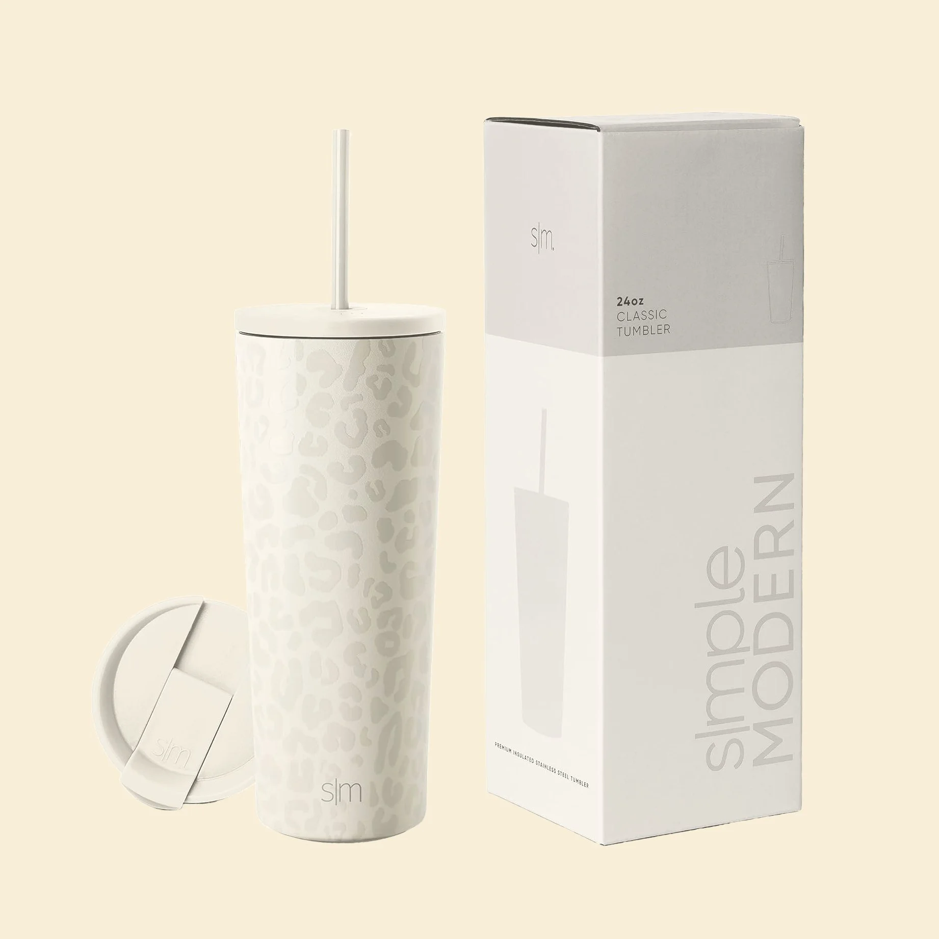 Simple Modern | Insulated Tumbler - Cream Leopard