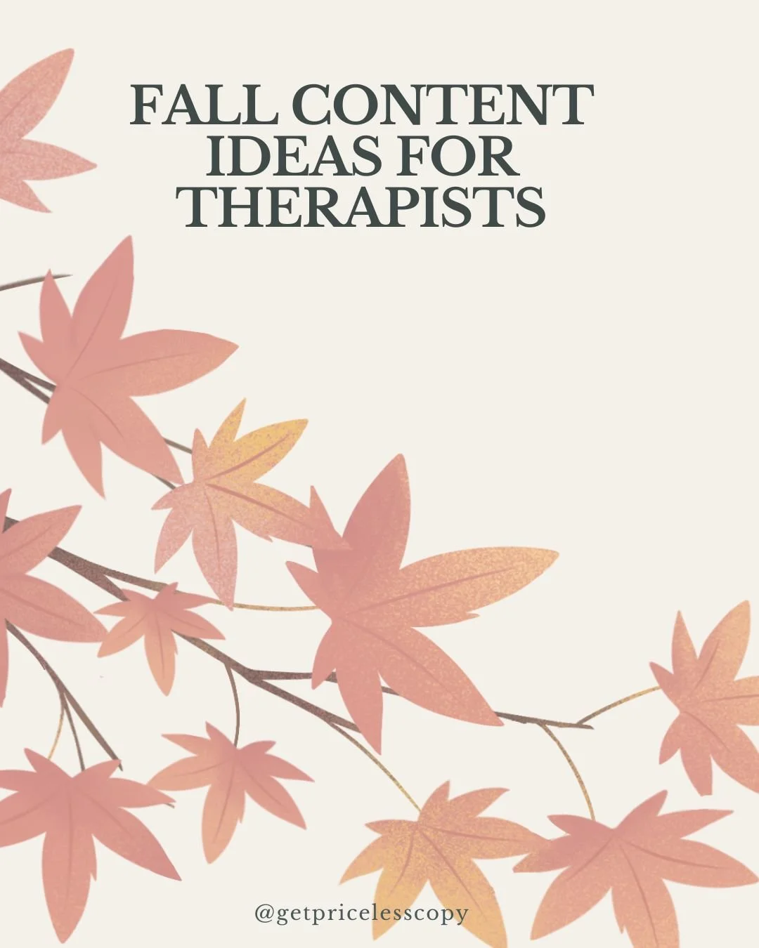 Fall is one of the best times to connect your content to real emotions your audience is feeling: reflection, change, gratitude, and seasonal stress. 
Here are a few ideas to help therapists create meaningful fall content:
• Seasonal Affective
