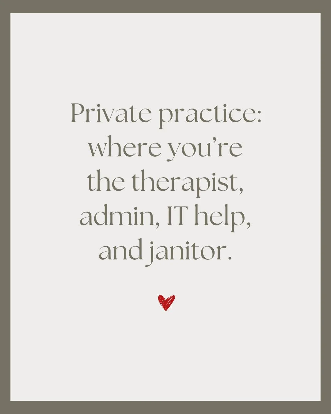 Private practice: where your job description needs its own DSM code. 😉
If you're a therapist, what &ldquo;extra&rdquo; role do you find yourself playing most days? 

#MentalHealthForTherapists #Therapists #founder #therapist #therapistsofig #Womenen