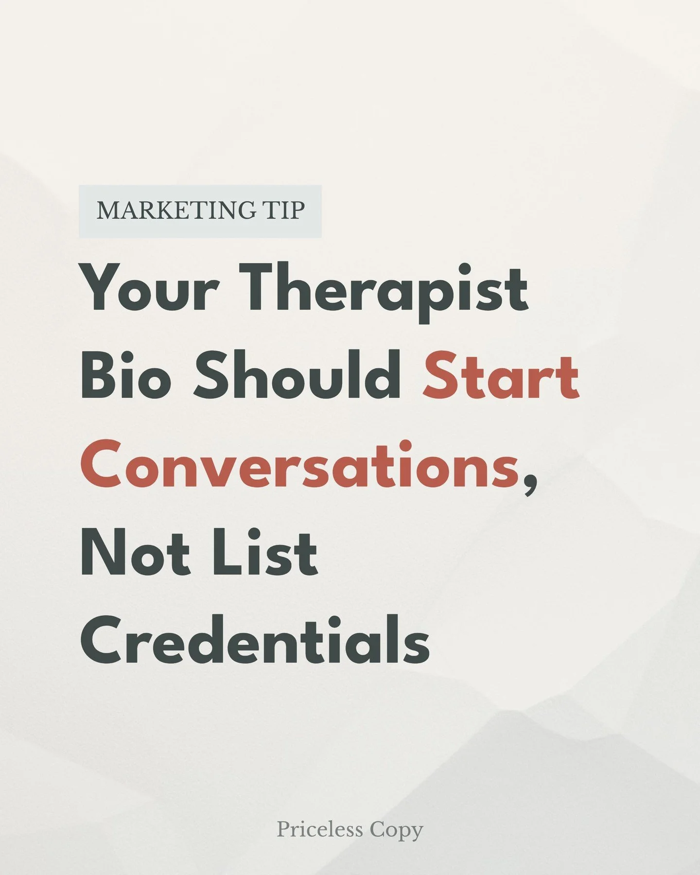 As a mental health marketing company, we see this mistake often: therapists treating their bio like a r&eacute;sum&eacute;. Your bio isn't a resume. It's the first thing someone reads when they're scared and looking for help. 

Here's what happens wh