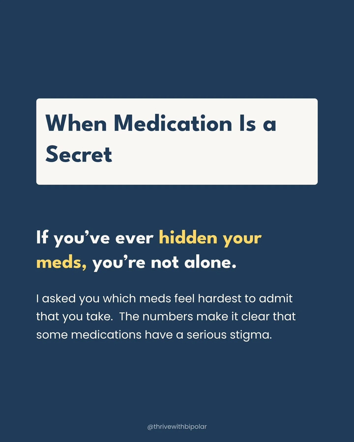 So many people hide their psych medication because they are afraid of being judged. And there is a reason for that. When someone says that they take 

When someone says they take an allergy medication or a thyroid med, people usually don&rsquo;t blin