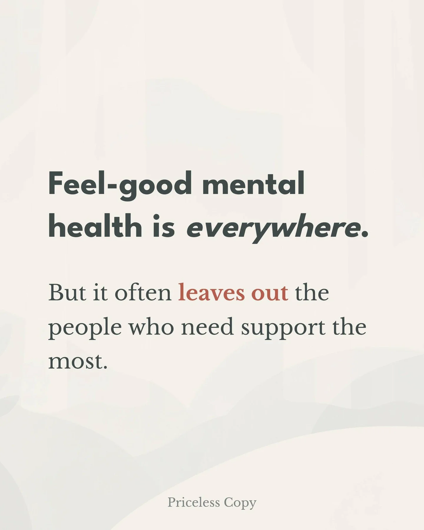We&rsquo;ve built an entire industry around self-care routines, gratitude journals, and mindfulness apps. These tools can help many people.

But they assume something important: stability. 

When your content assumes access to therapy, time for medit