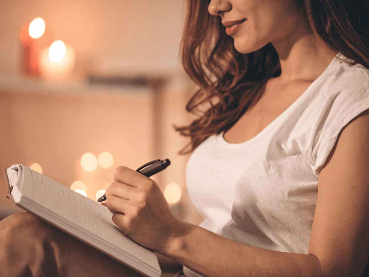 Woman showing how to take a break as a therapist.
