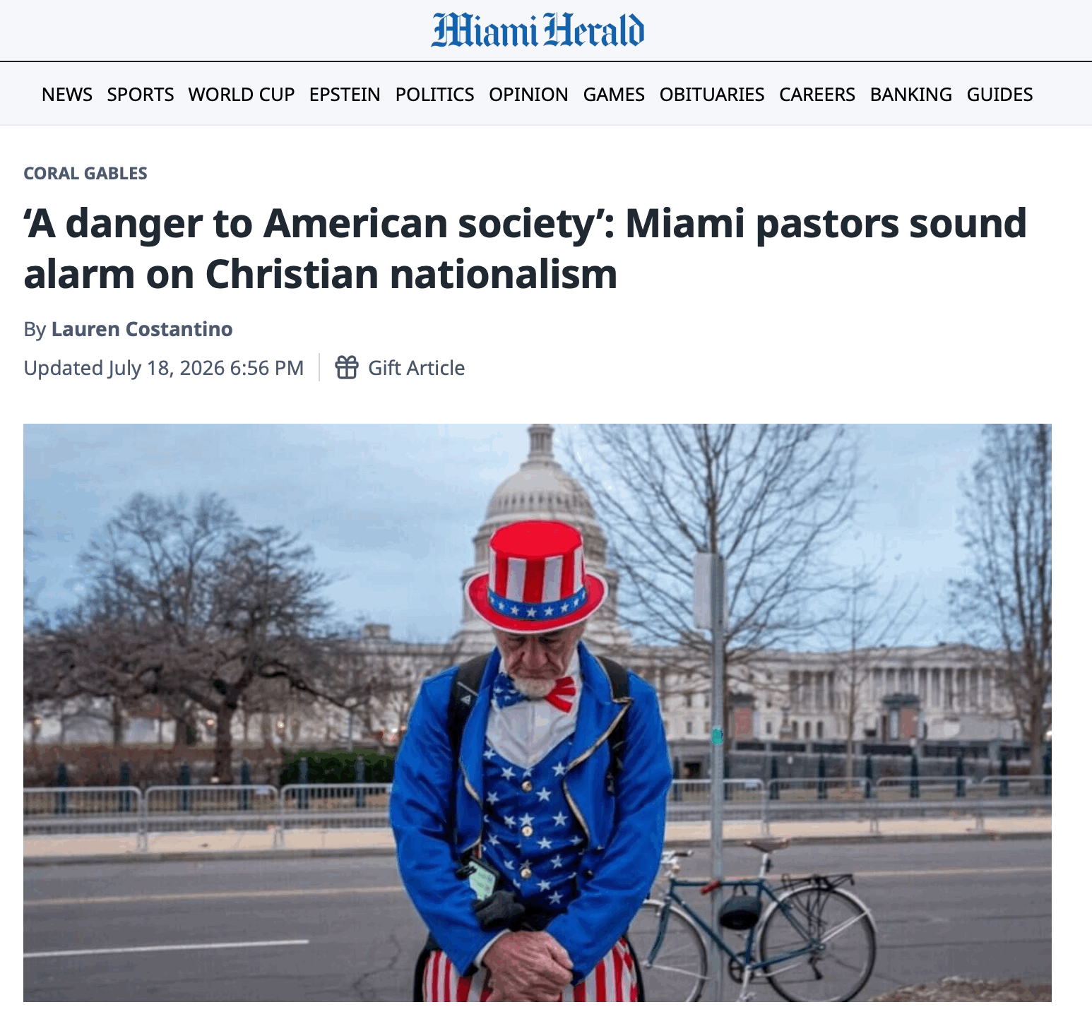 Miami Herald: ‘A danger to American society’: Miami pastors sound alarm on Christian nationalism