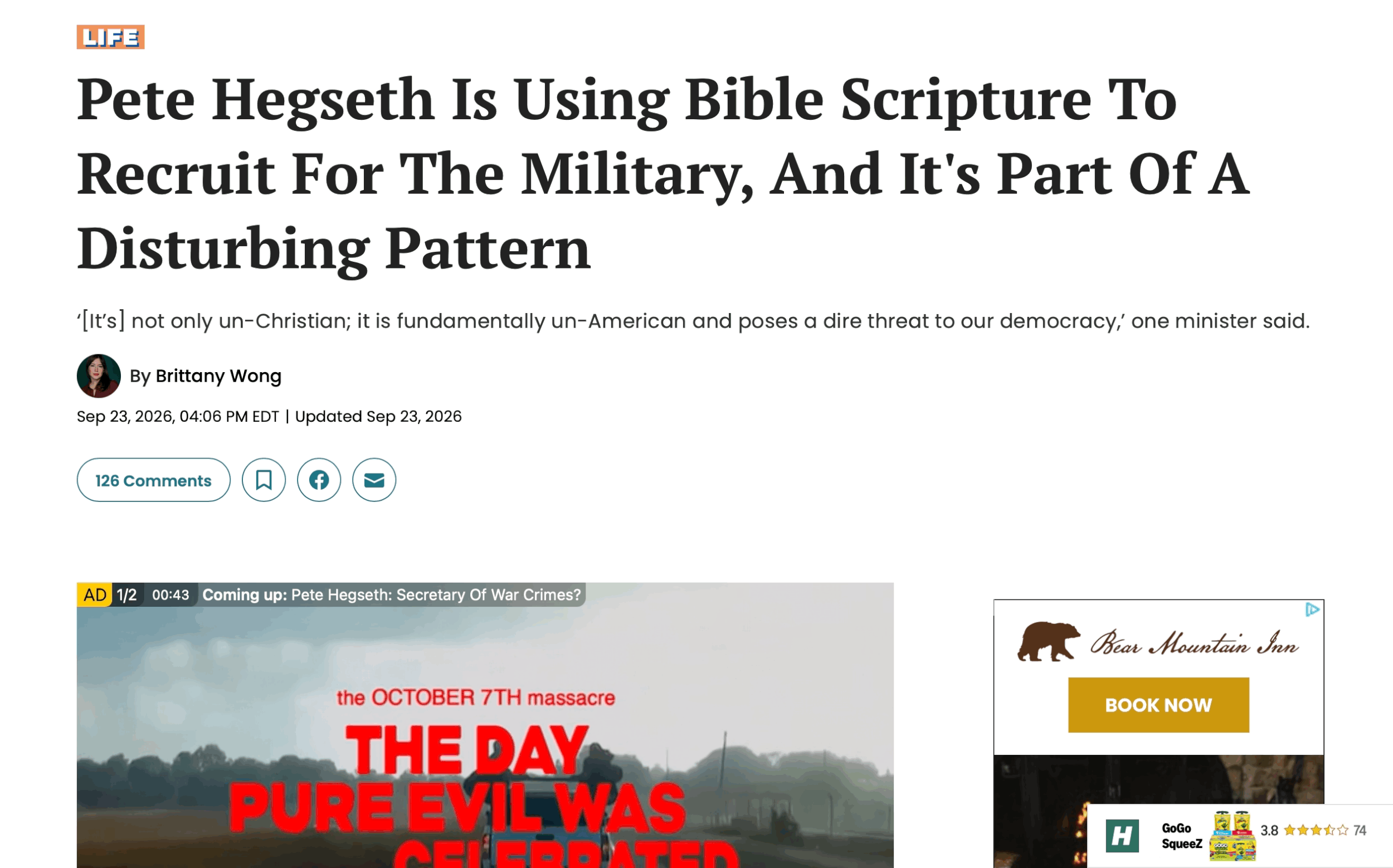 Huff Post: Pete Hegseth Is Using Bible Scripture To Recruit For The Military, And It's Part Of A Disturbing Pattern
