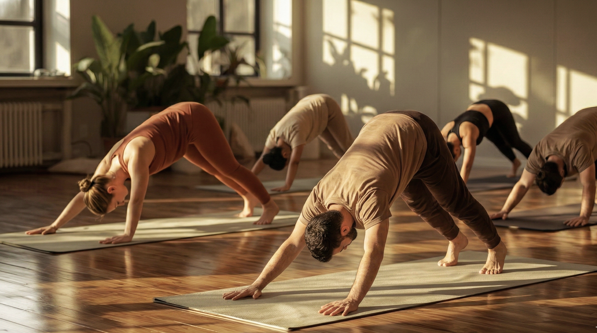 Mobile corporate yoga class for employee wellness in a Sydney CBD office