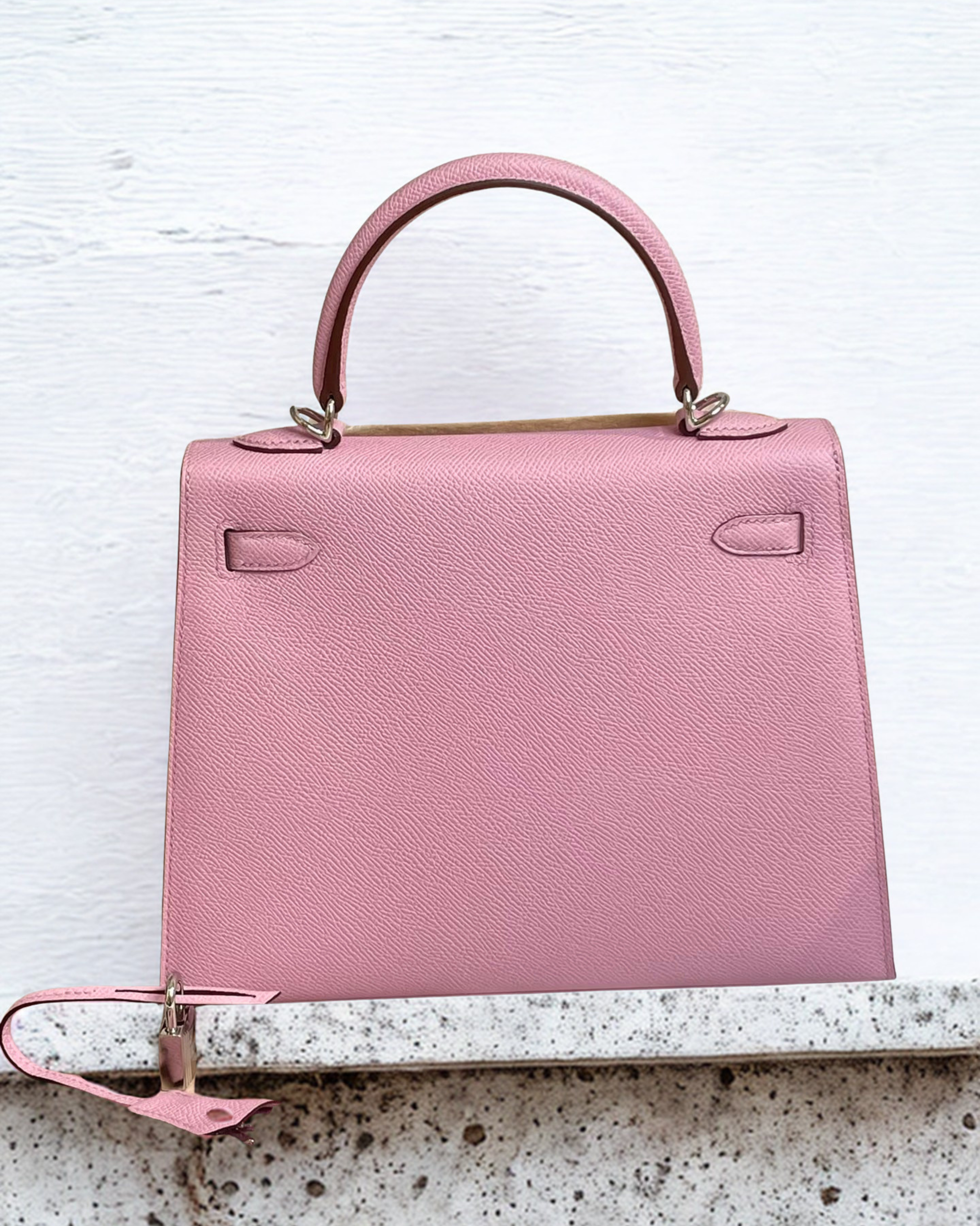 Hermès Kelly 25cm Sellier, Mauve Sylvestre (X9), Epsom Leather, Palladium Hardware, Stamp G, Brand New
