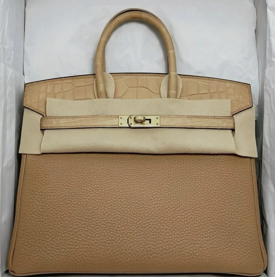 Hermès Birkin Touch 25cm, Chai (0M), Togo Leather With Matte Alligator, Gold Hardware, Stamp K, Brand New