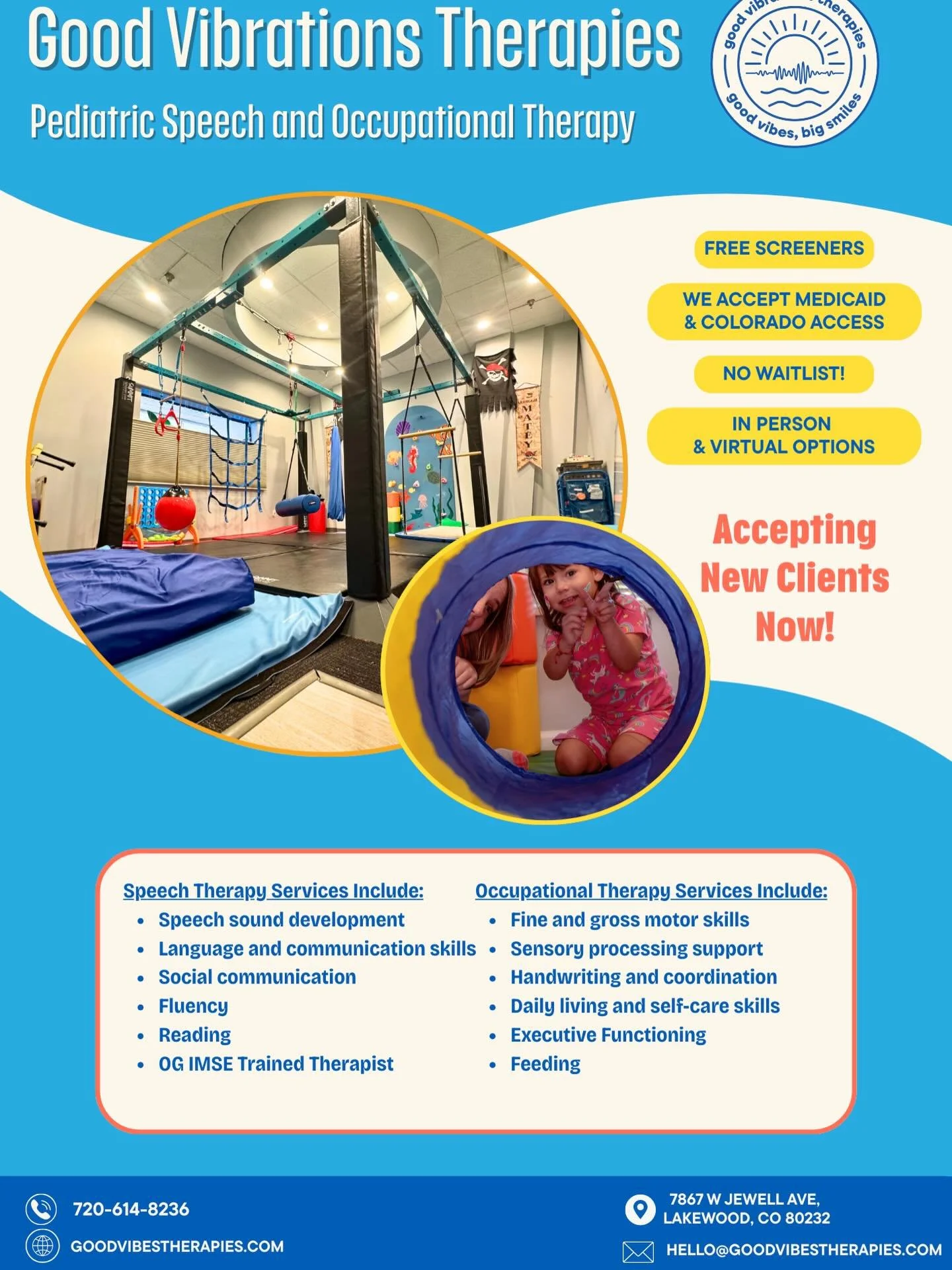 Spots are open! 🎉 Speech &amp; Occupational Therapy sessions now available &mdash; contact us do a free screener today!