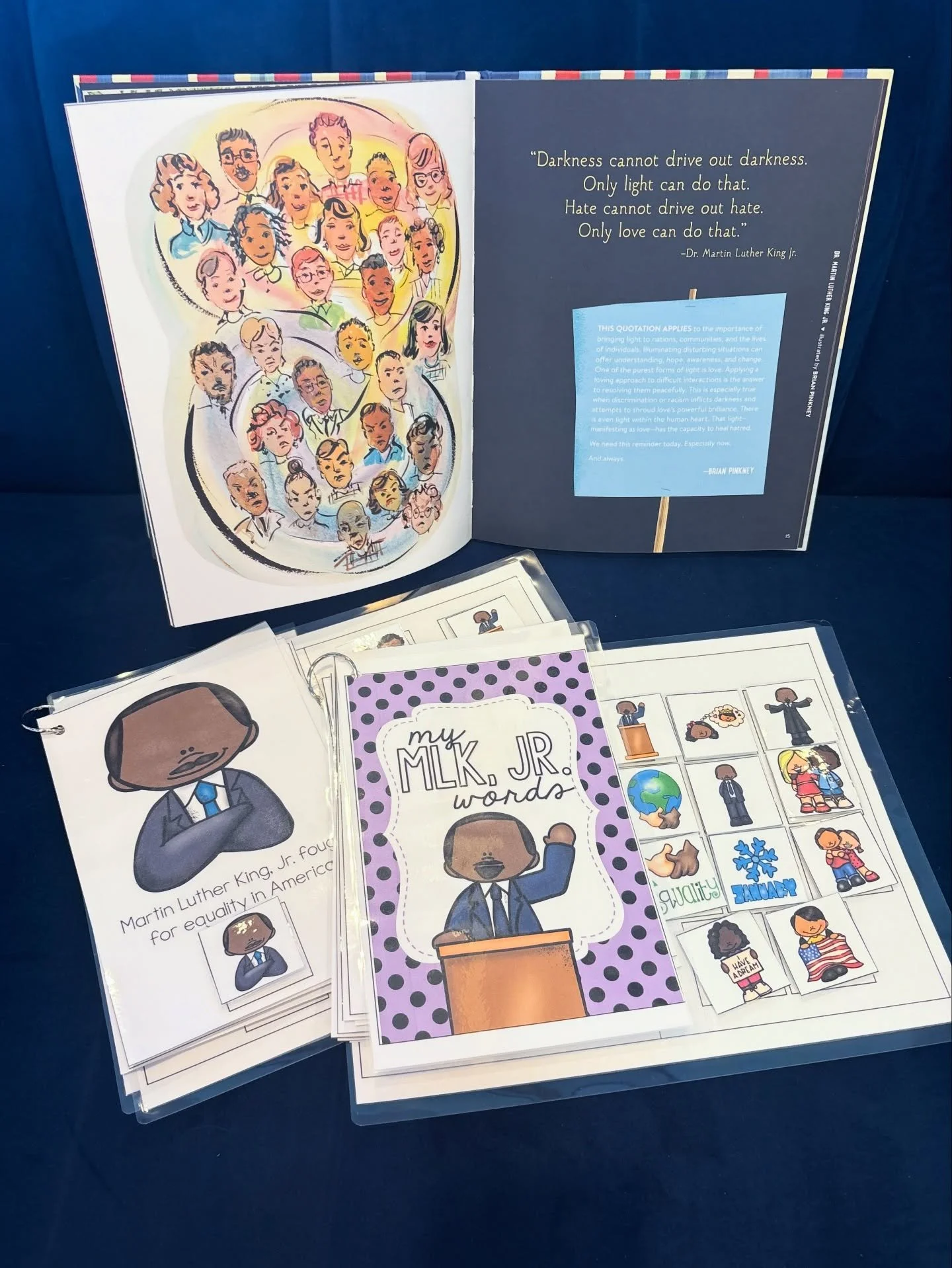 Honoring Dr. Martin Luther King Jr. in our sessions this week! 

Adaptive books from @ittybittyspeech 
Book: We are the Change by Harry Belafonte