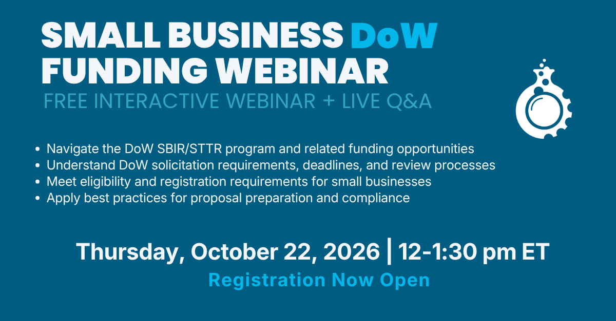 Small Business DoW (DoD) Funding: An SBIR / STTR Webinar