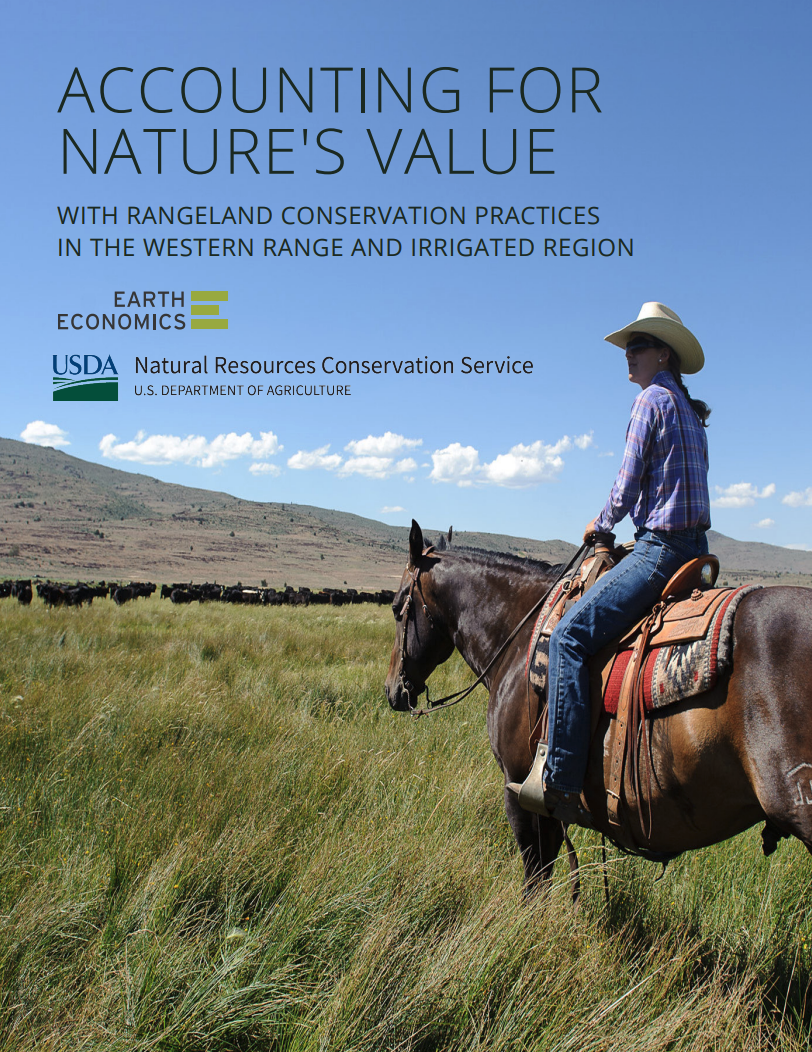 A preview of a report on rangeland management, featuring a person on a horse in a grassy field.