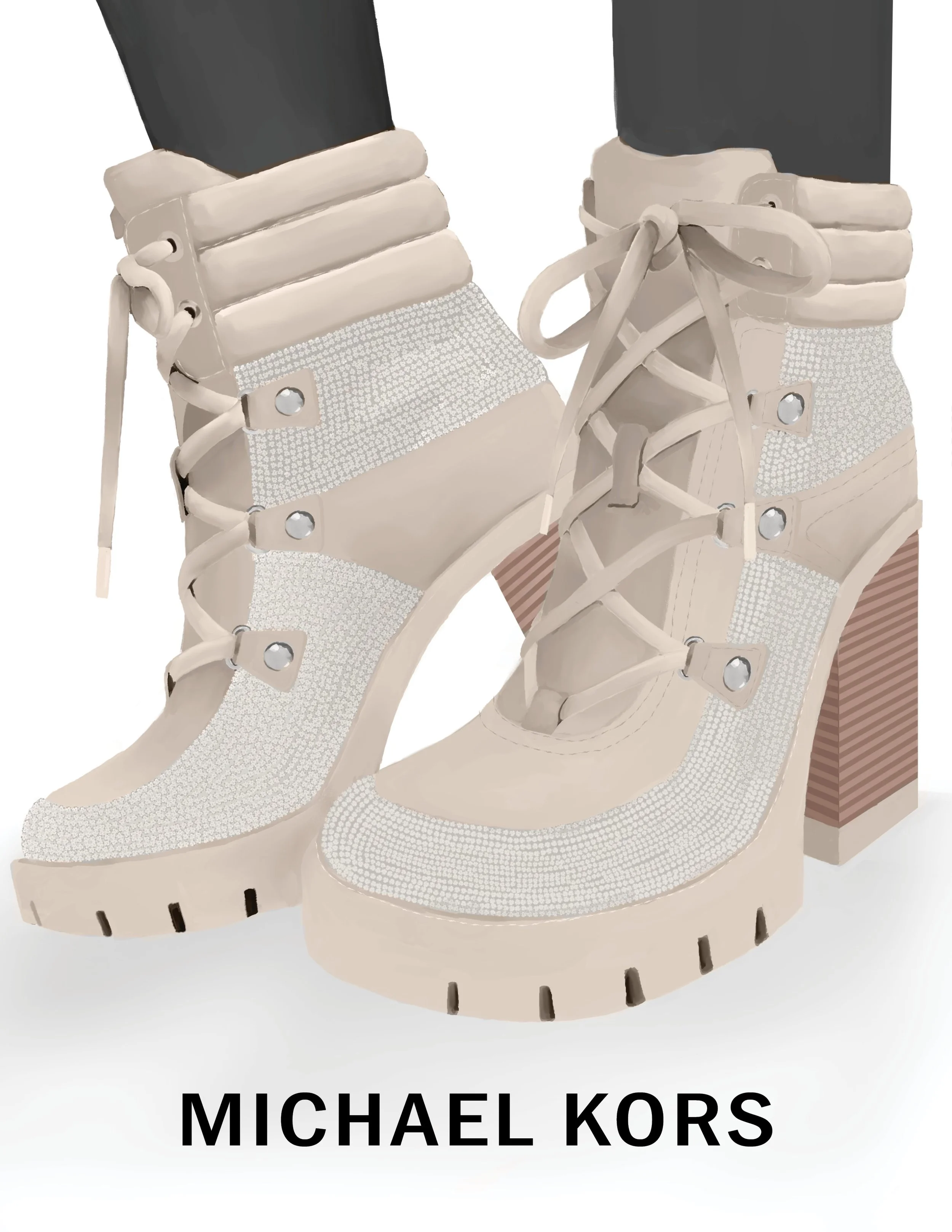 Illustration of luxury high heels with detailed texture and modern design