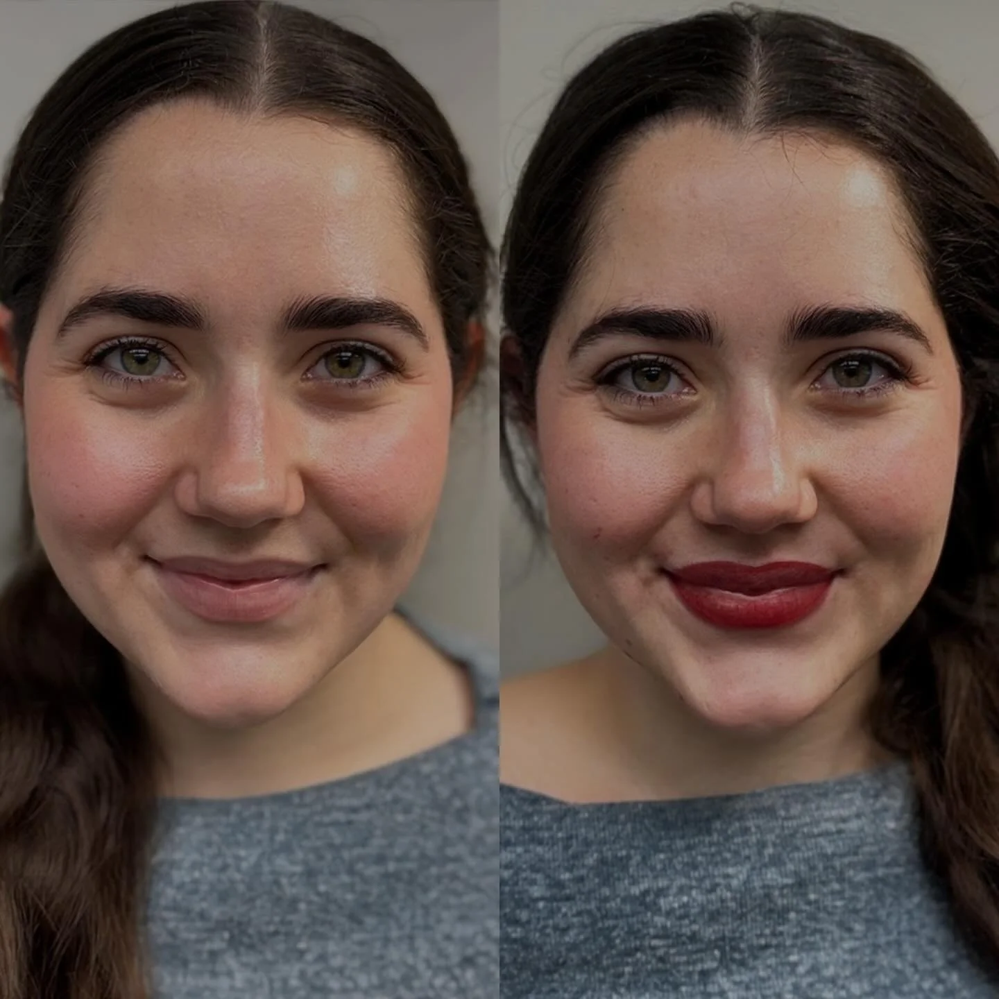 Lip blush always makes a statement - these will heal so soft and natural. We really wanted to focus on the border and push through her natural lip coloring as the pigment settles under that and has to be vibrant enough to show through. 
It&rsquo;s so