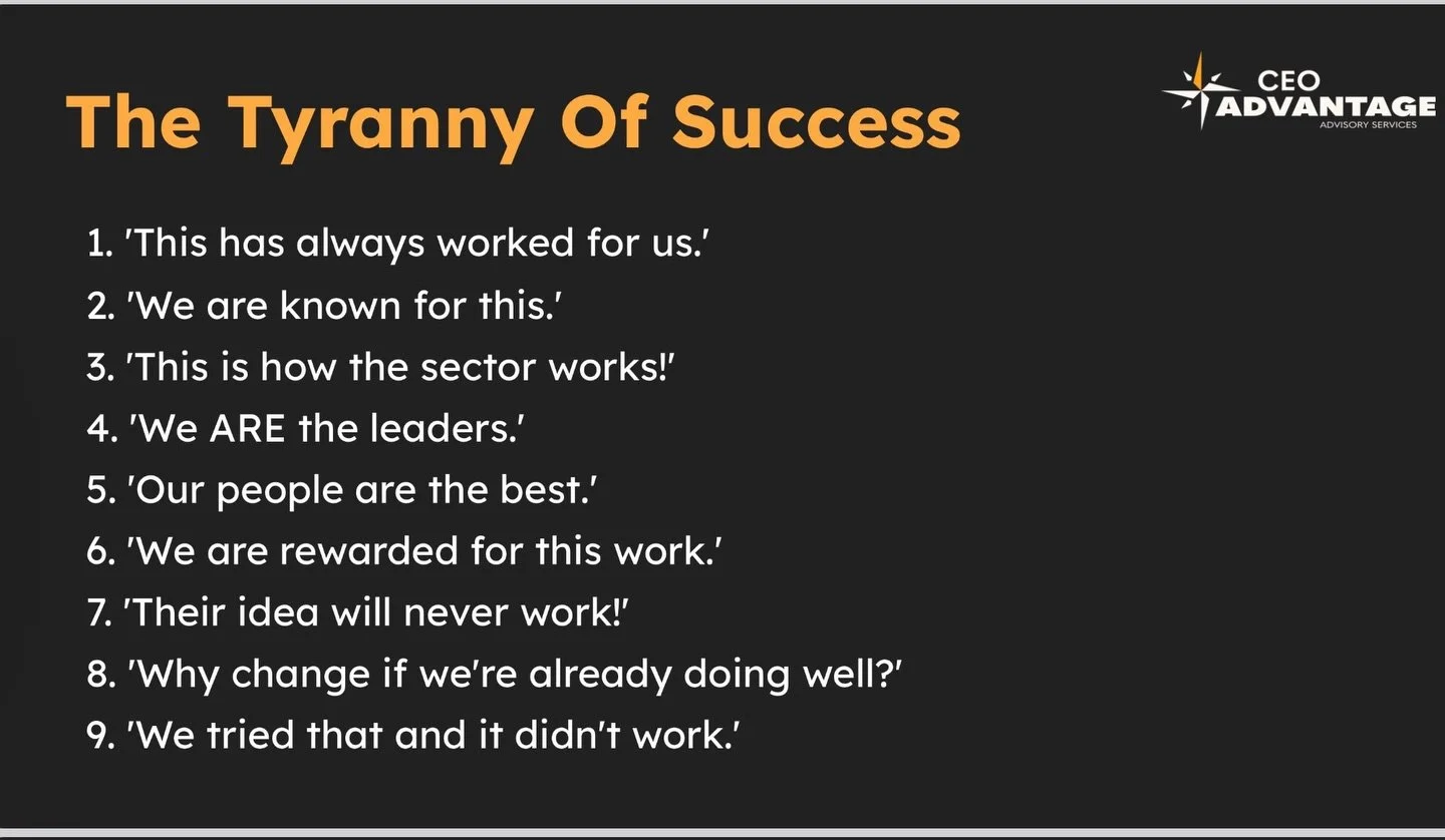 Inertia is the shadow cast by past success. 

It is caused by the long-serving, previously high performers, who have status tied up in the status quo.

It is how very clever, successful performers destroy their legacy: Kodak, Blockbuster, Nokia, Blac
